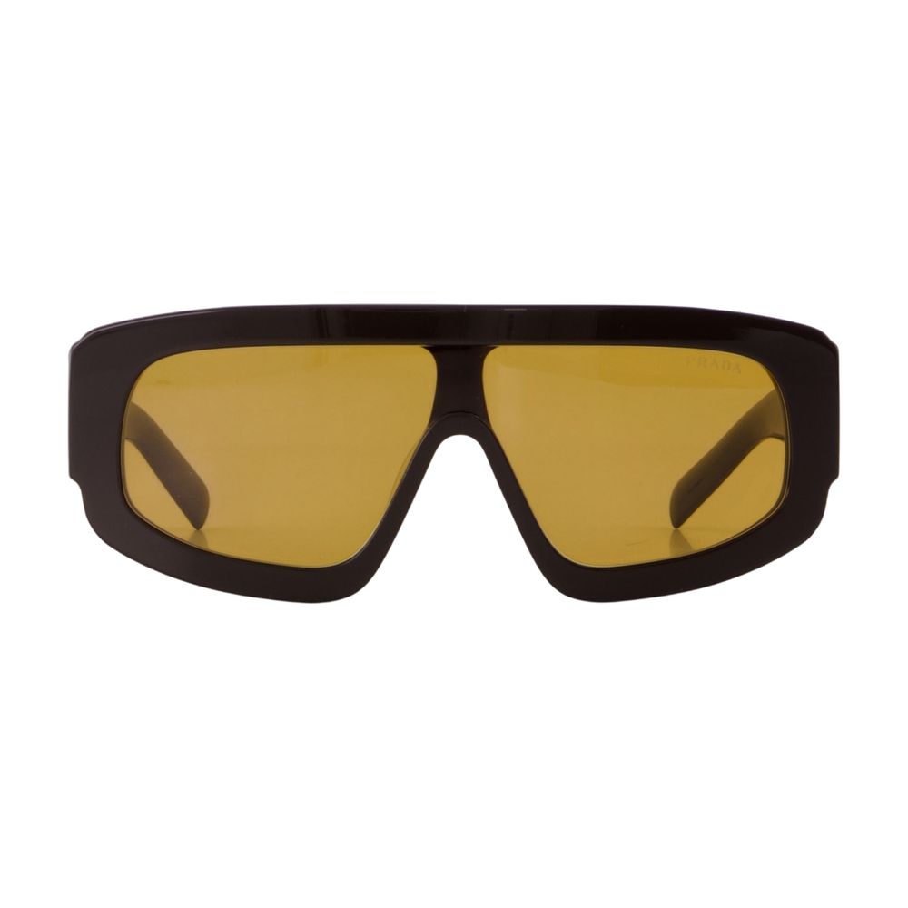 Prada 0pr D10s Rectangular Brown Acetate Sunglasses In Yellow