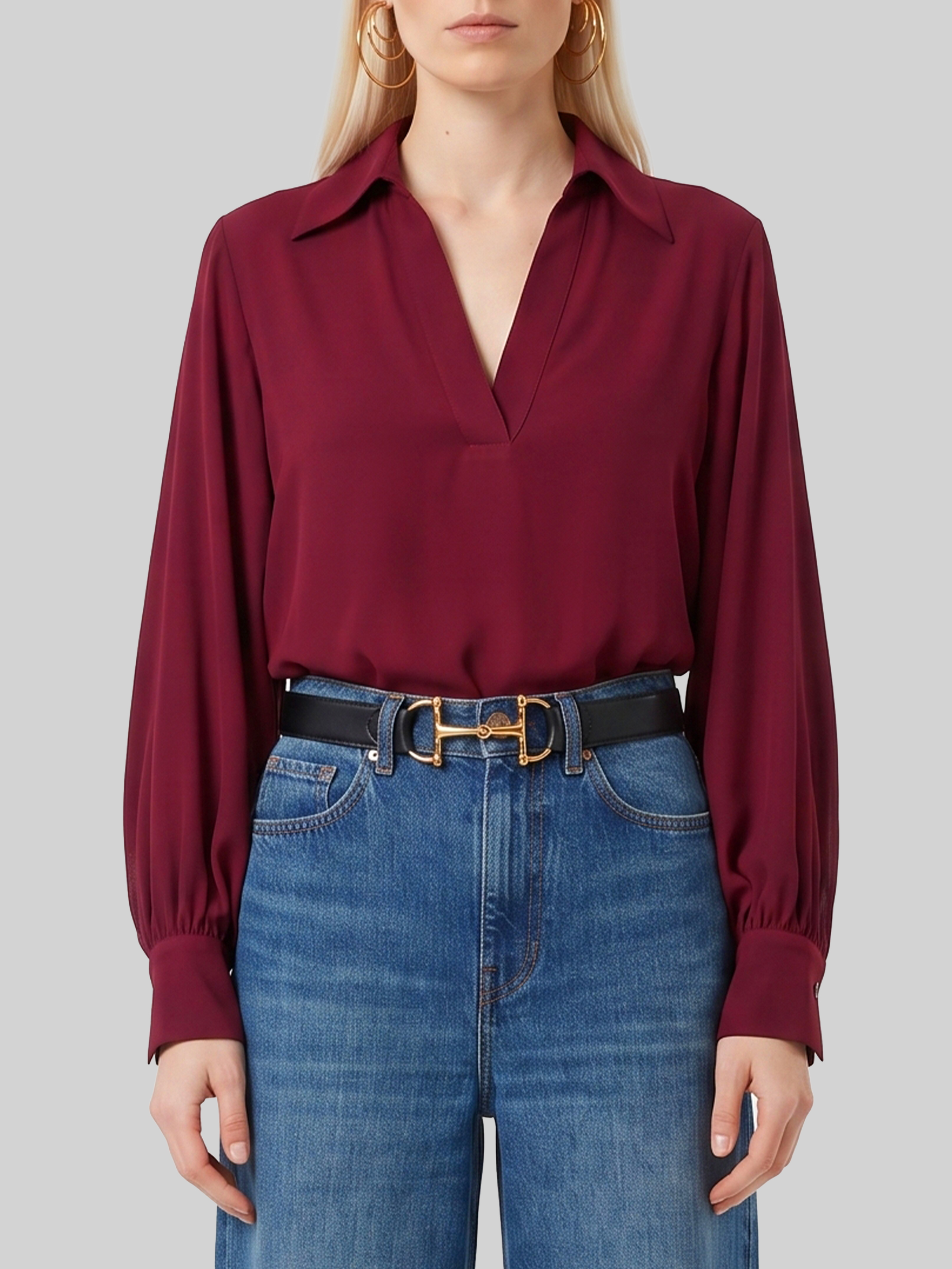 Burgundy Double Georgette Blouse