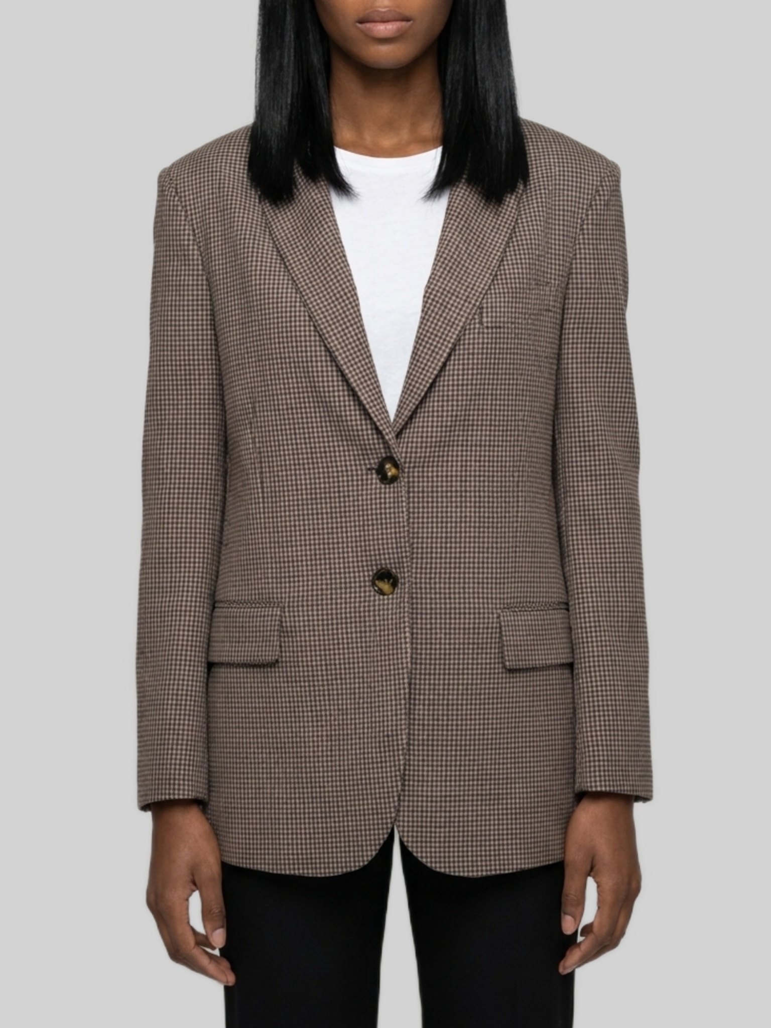 Single-Breasted Micro-Check Jacket