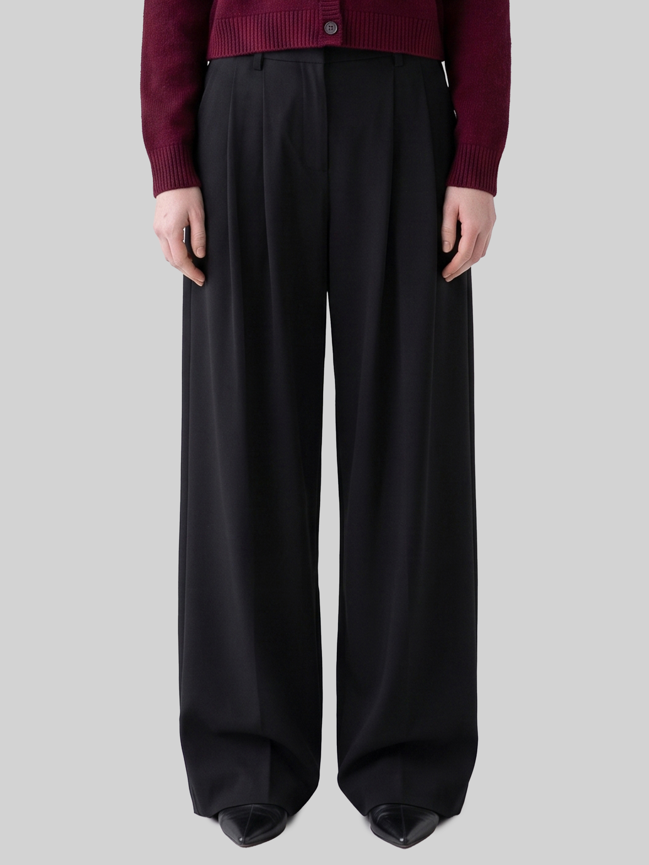 Wide-Leg Stretch Canvas Trousers