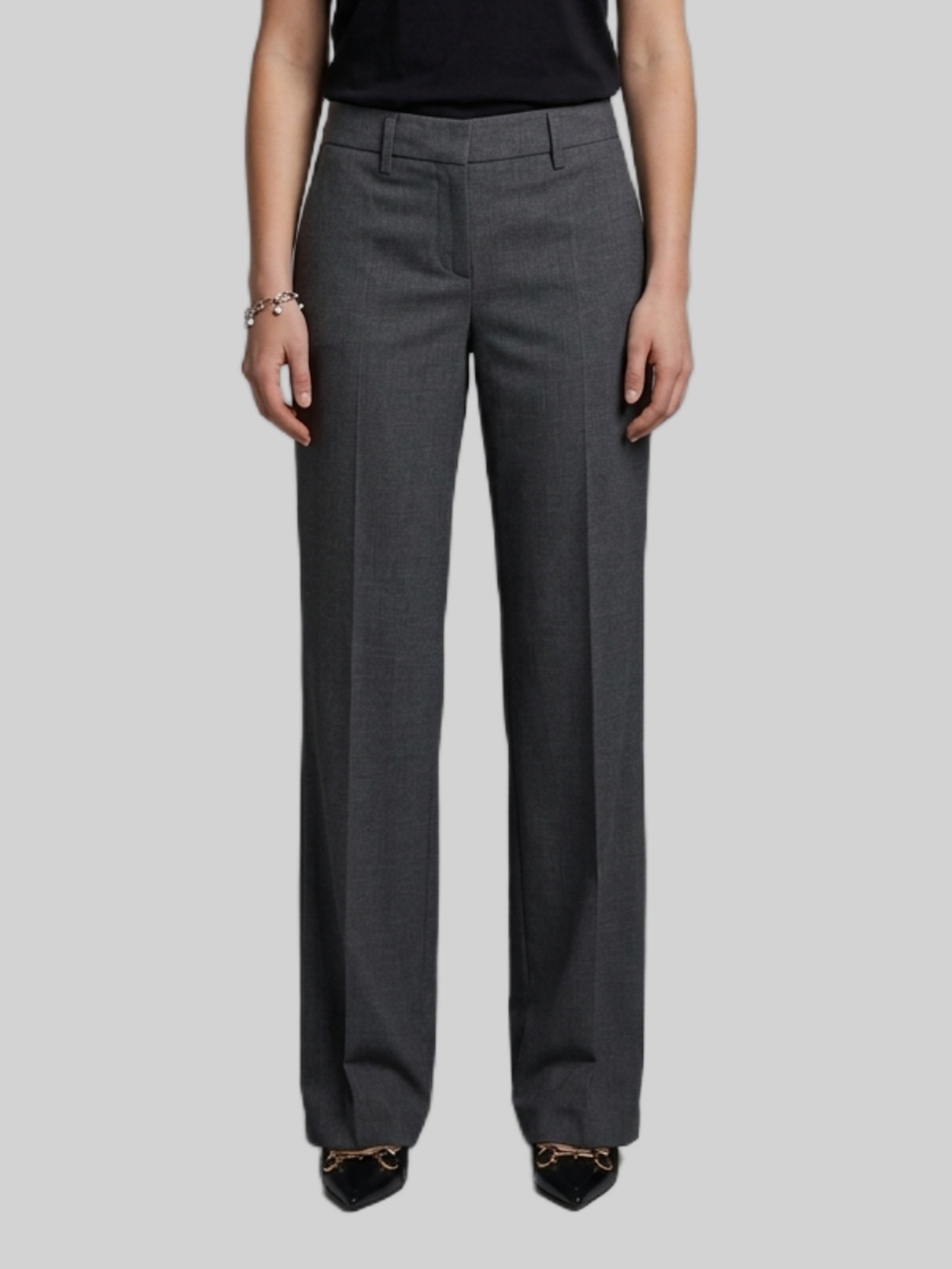Wide-Leg Stretch Canvas Trousers