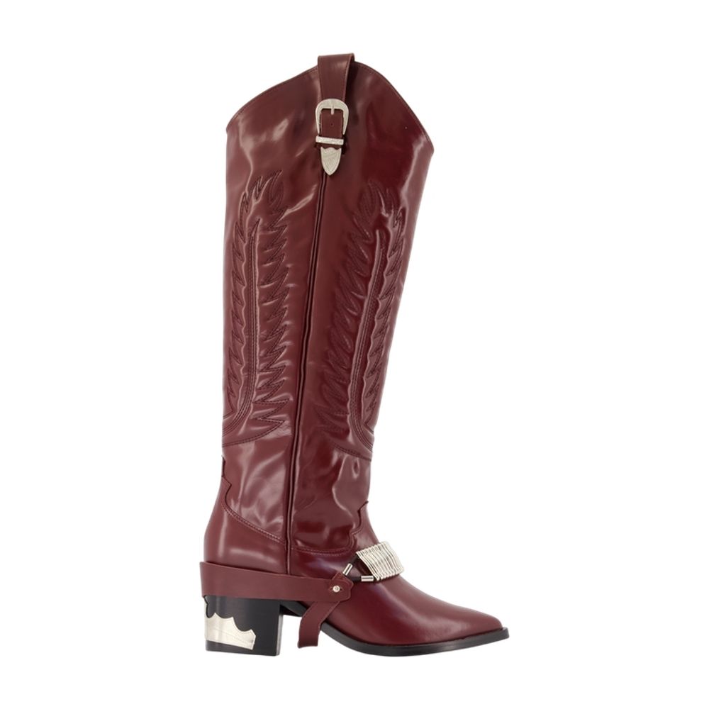 Aj721 Boots -  - Leather - Burgundy
