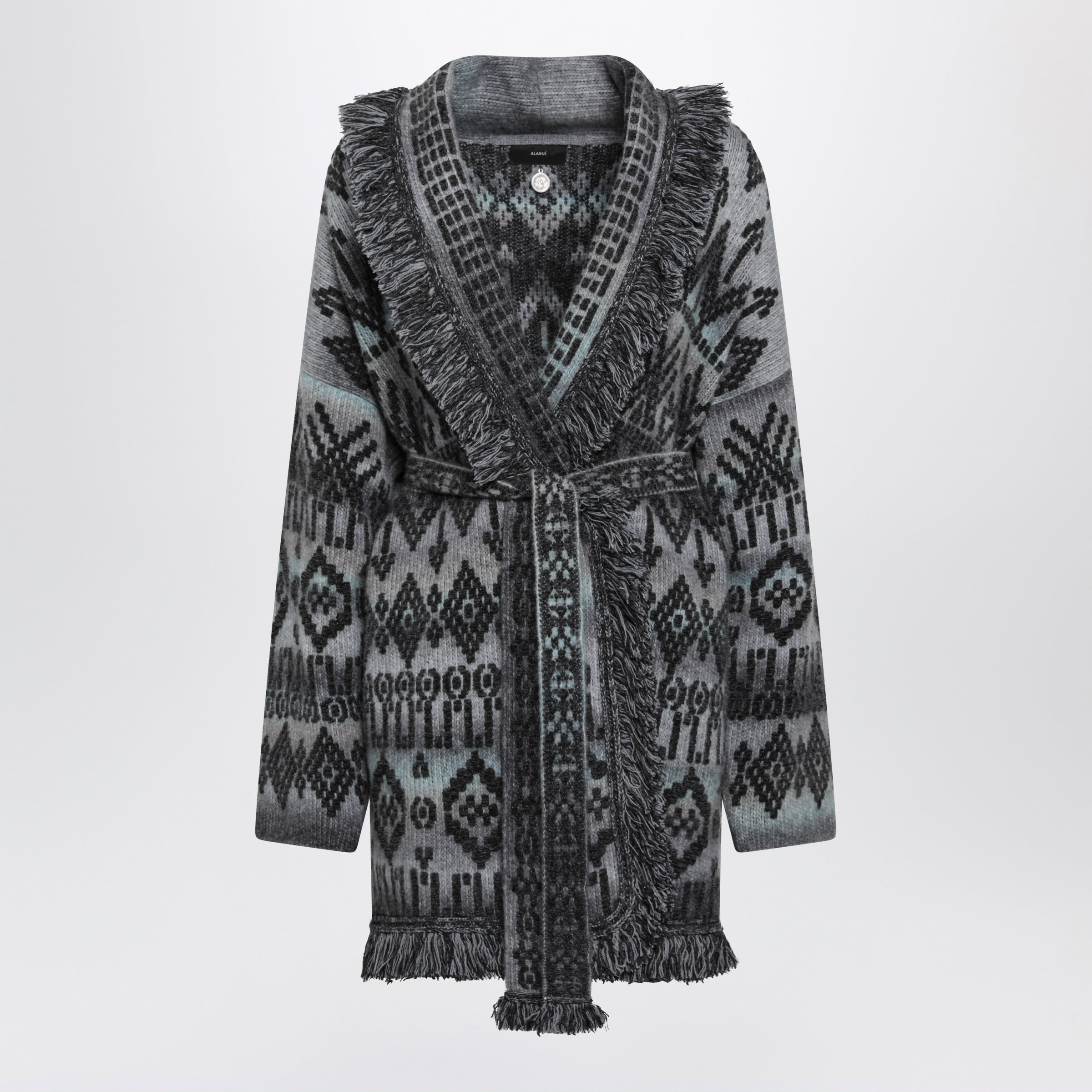 Alanui Time To Shine Dark Grey Jacquard Cardigan