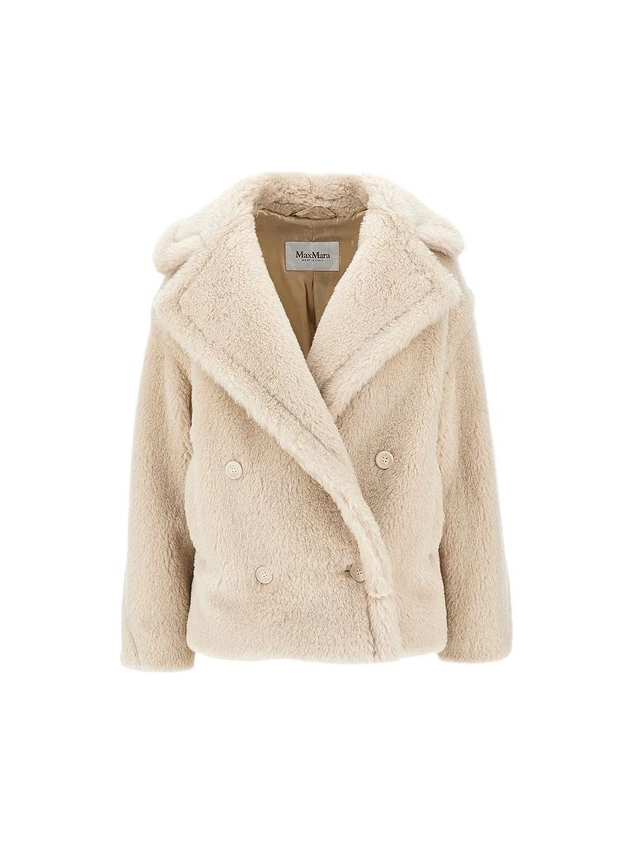 Max Mara Alcuno Double-breasted Short Coat In Beige