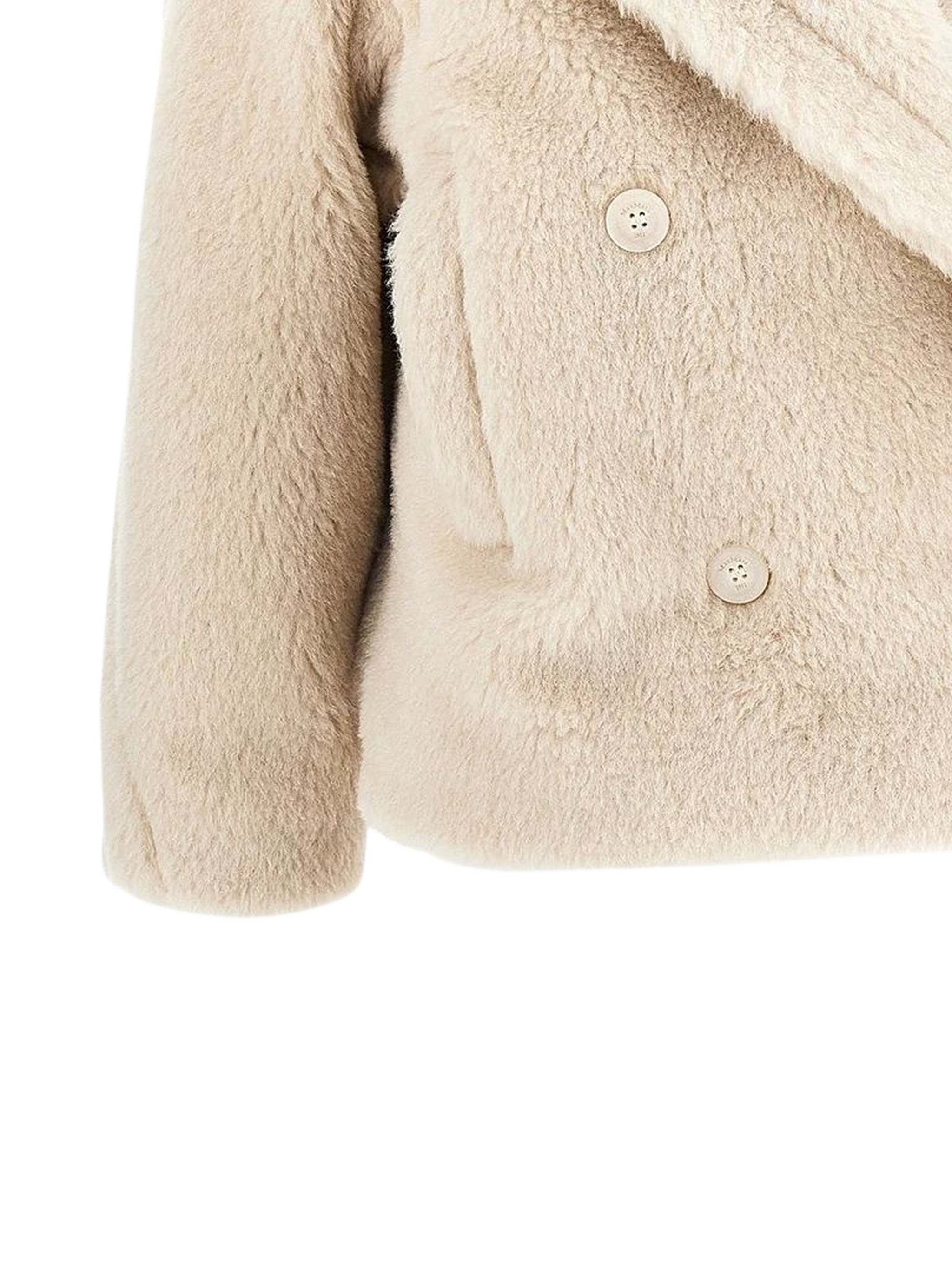 Max Mara Alcuno Double-breasted Short Coat In Beige