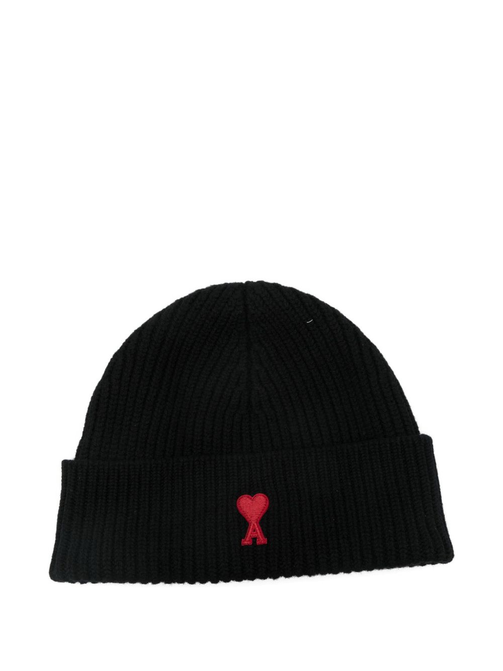 Ami Alexandre Mattiussi Ami Paris Ami De Coeur Wool Beanie In Black