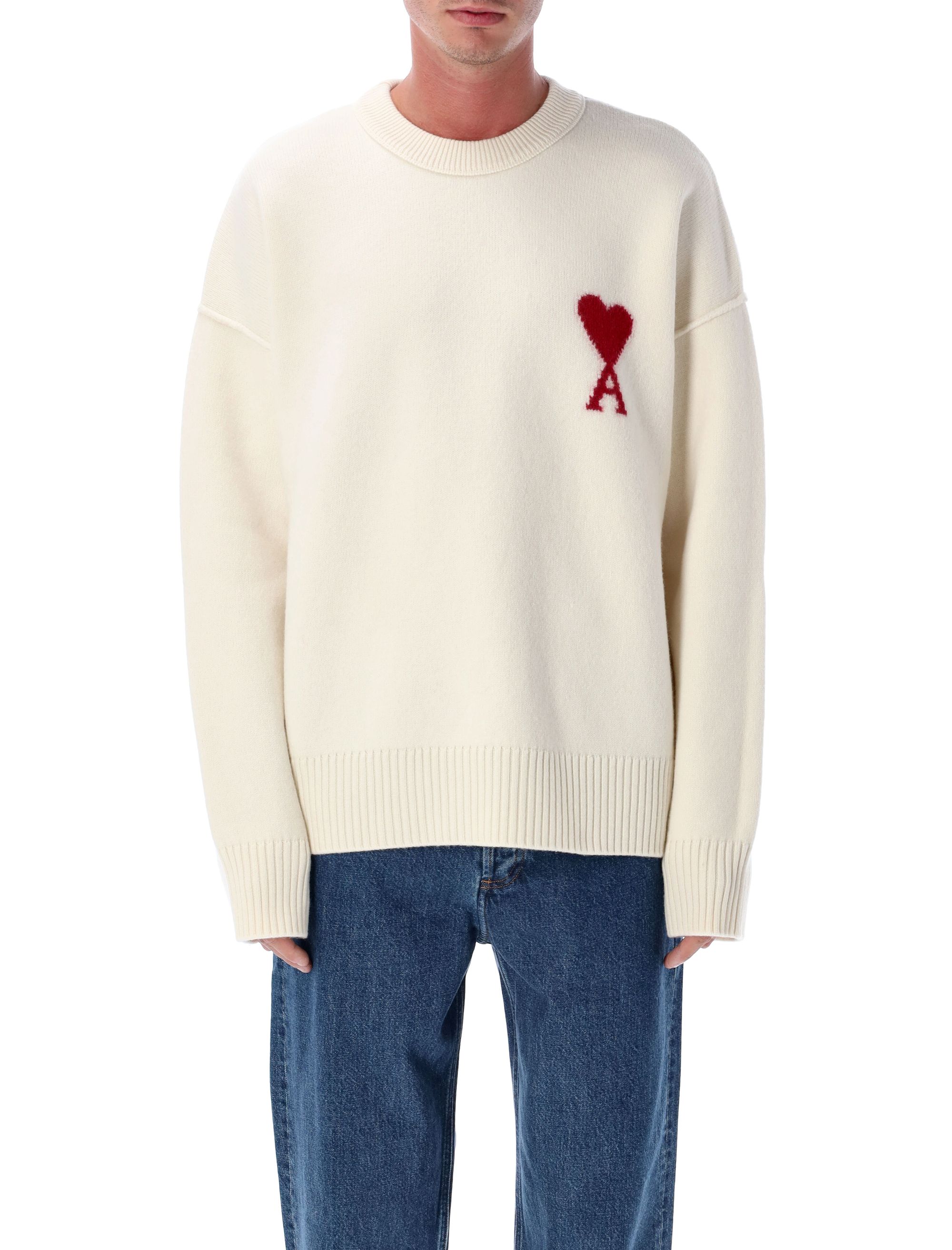 Ecru Red Wool Sweater