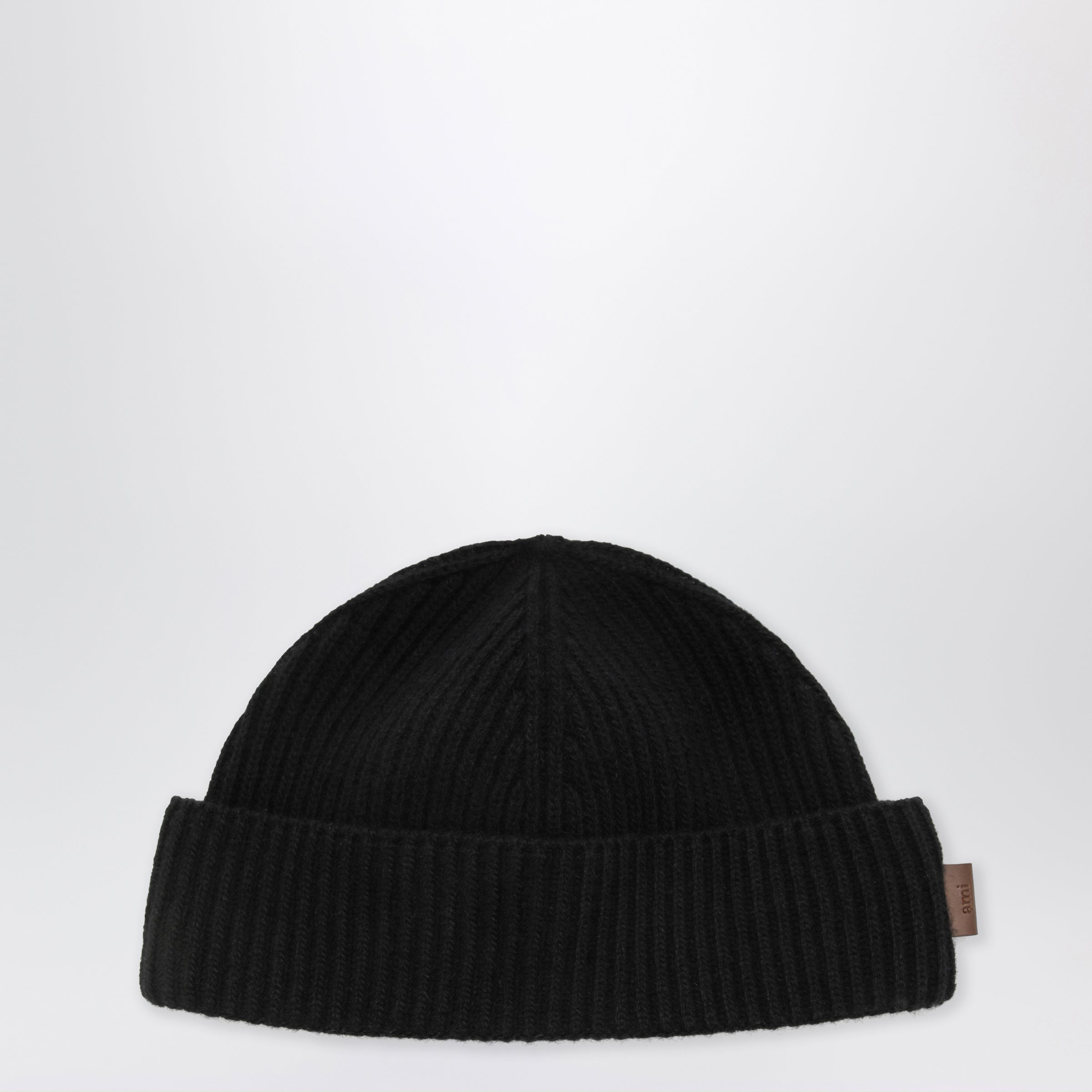 Black Ribbed Wool Beanie