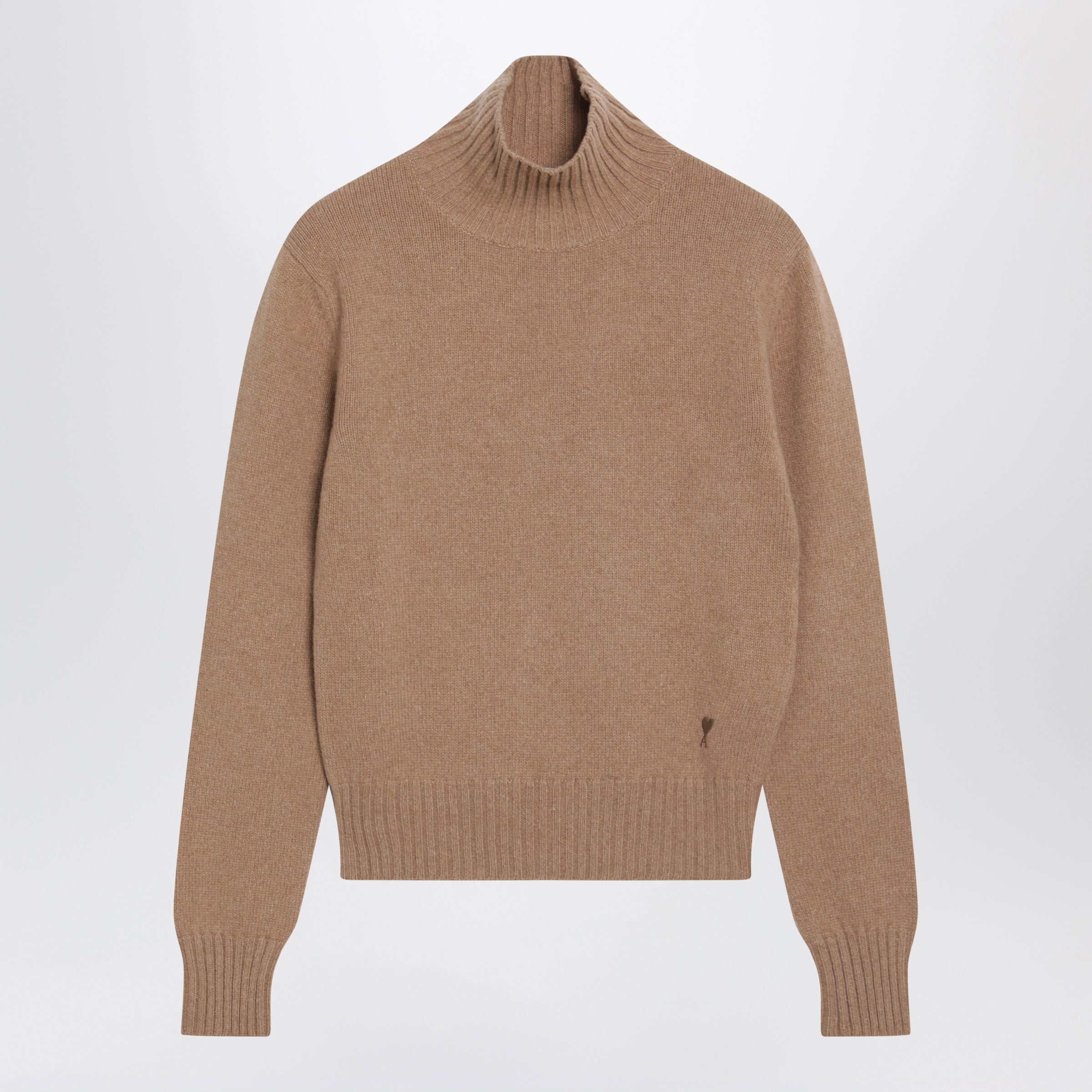 Camel Turtleneck Sweater In Cashmere And Wool
