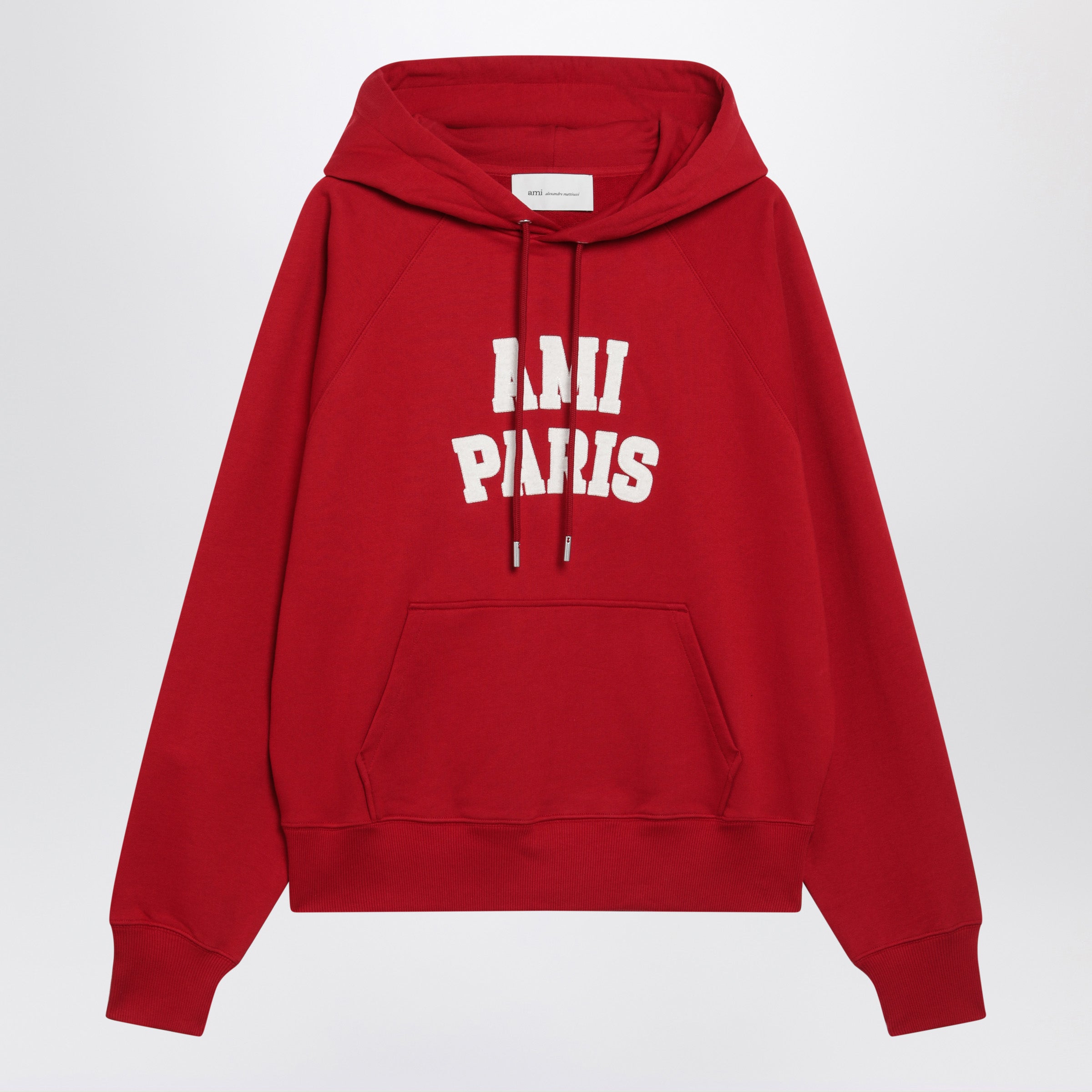 Red Cotton Hooded Sweatshirt