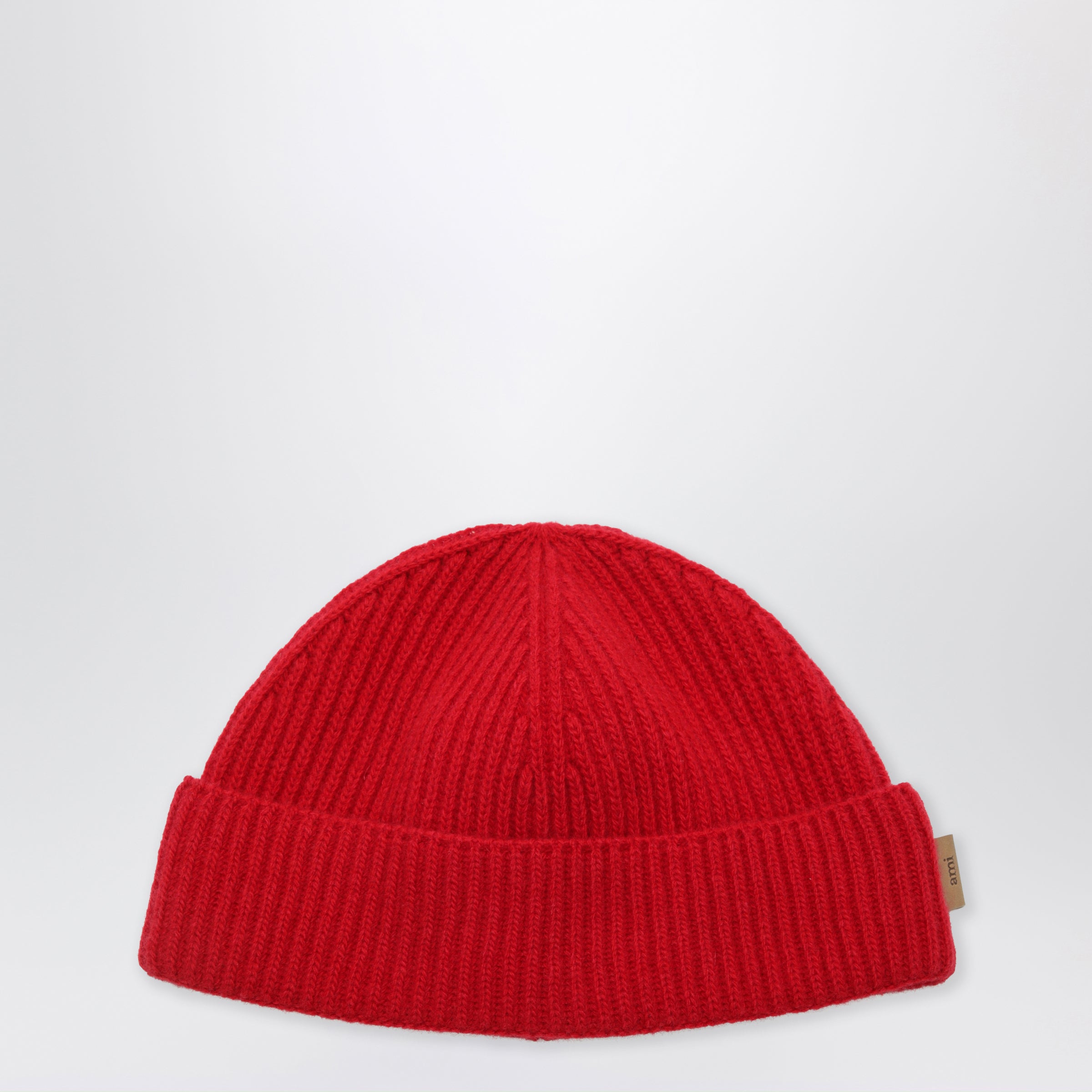 Ruby Red Ribbed Wool Beanie