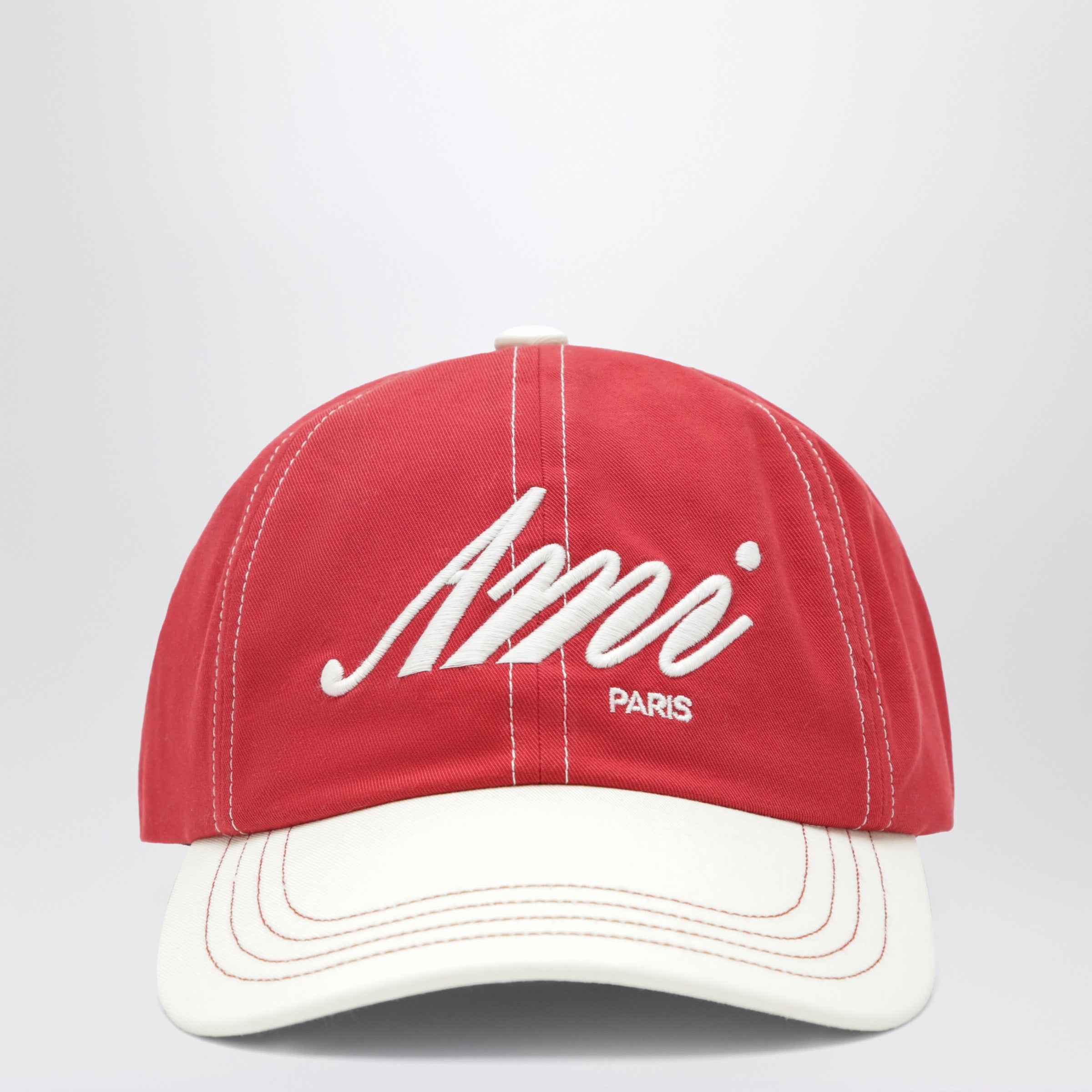 Signature Cap In Red And Ivory Cotton