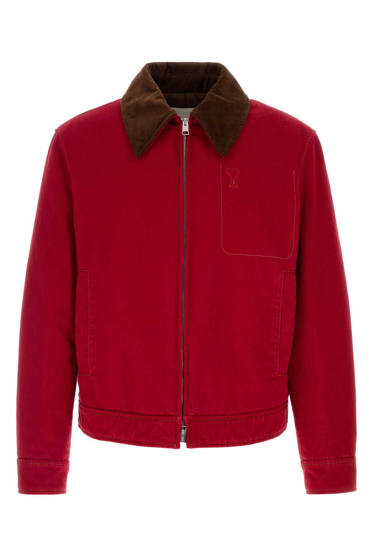 Zippedamidecoeurjacketwithvelvetcollar