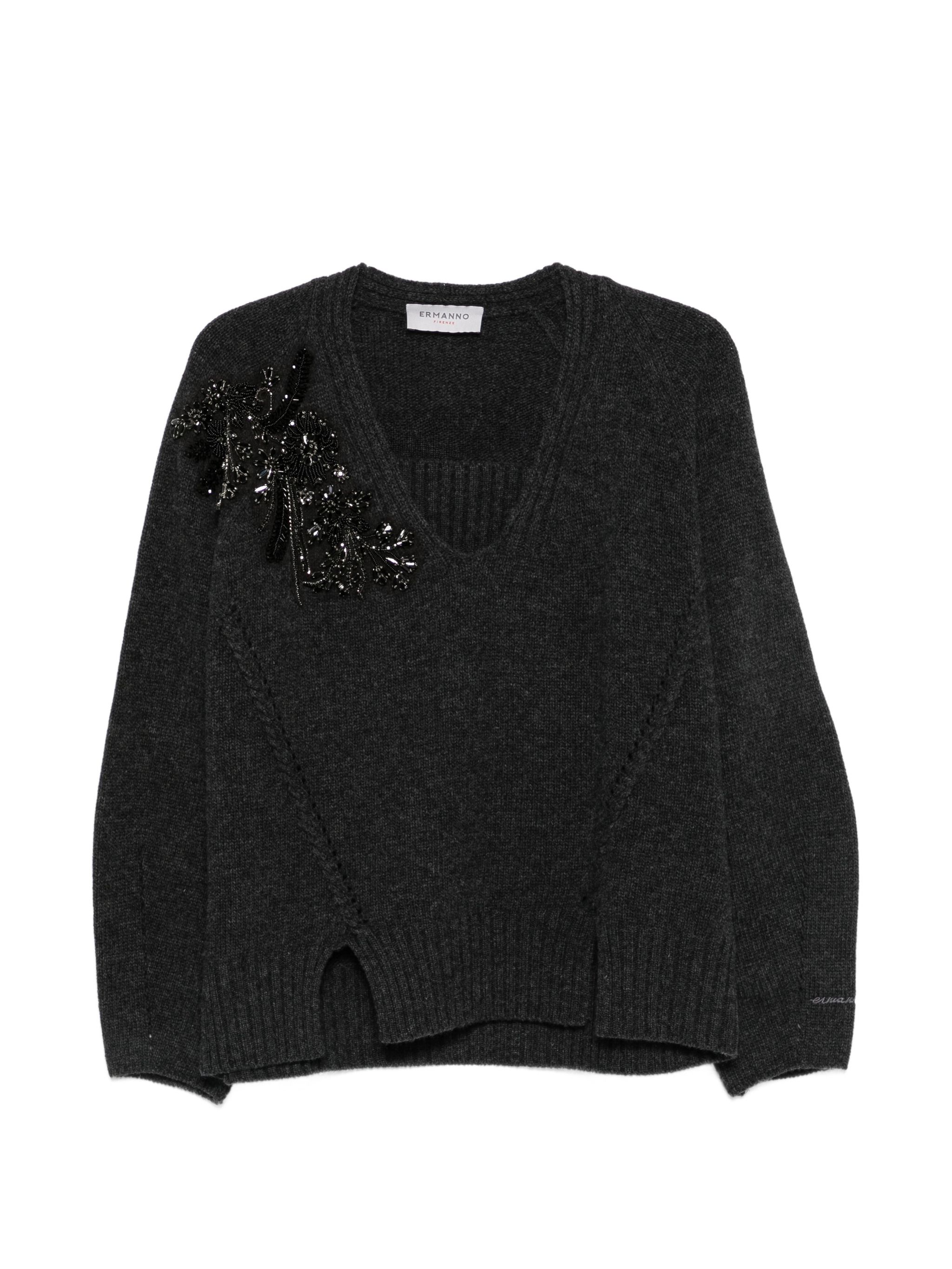 Ermanno Anthracite Wool Sweater In Grey
