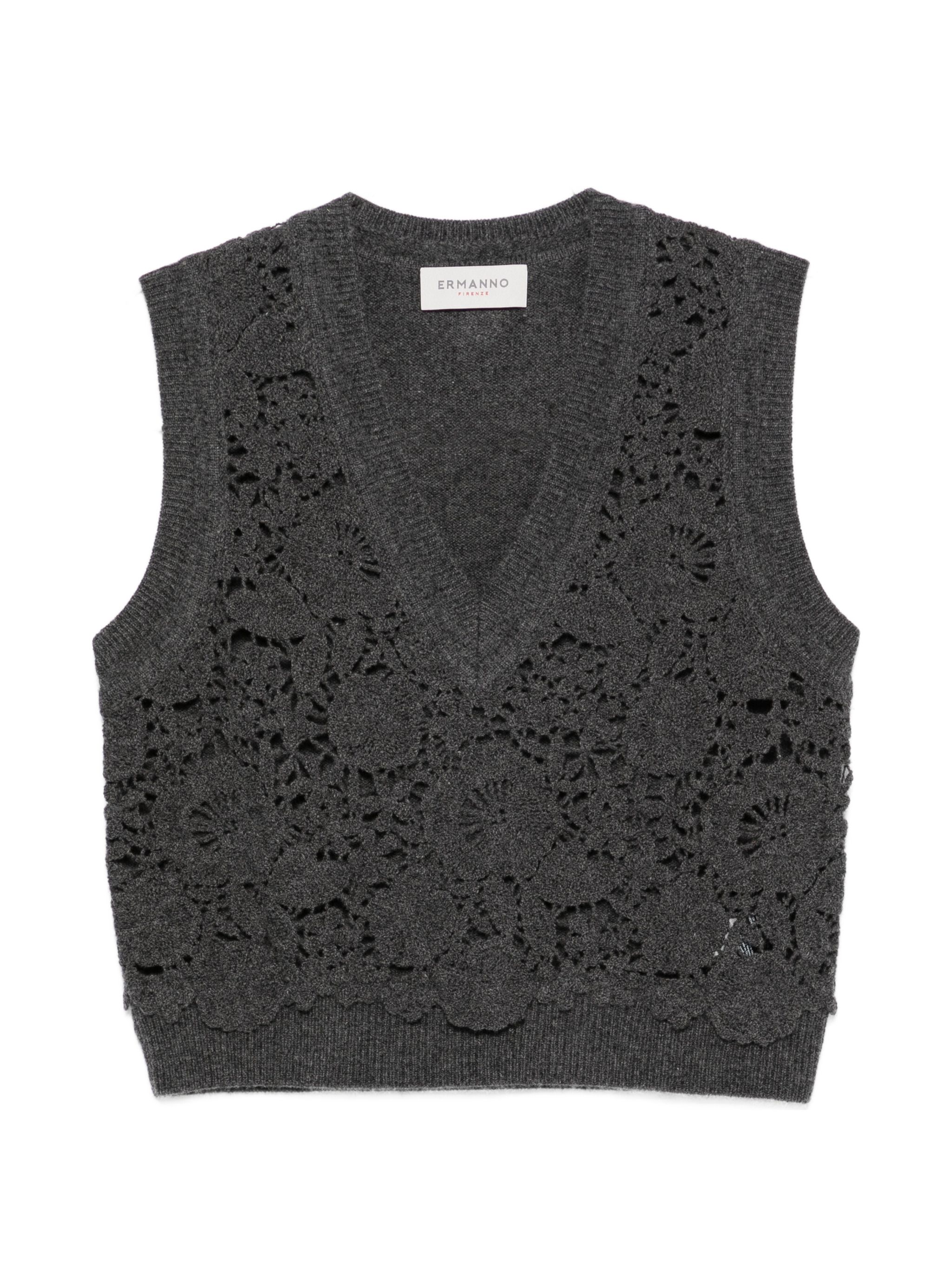 Ermanno Anthracite Wool Vest In Grey