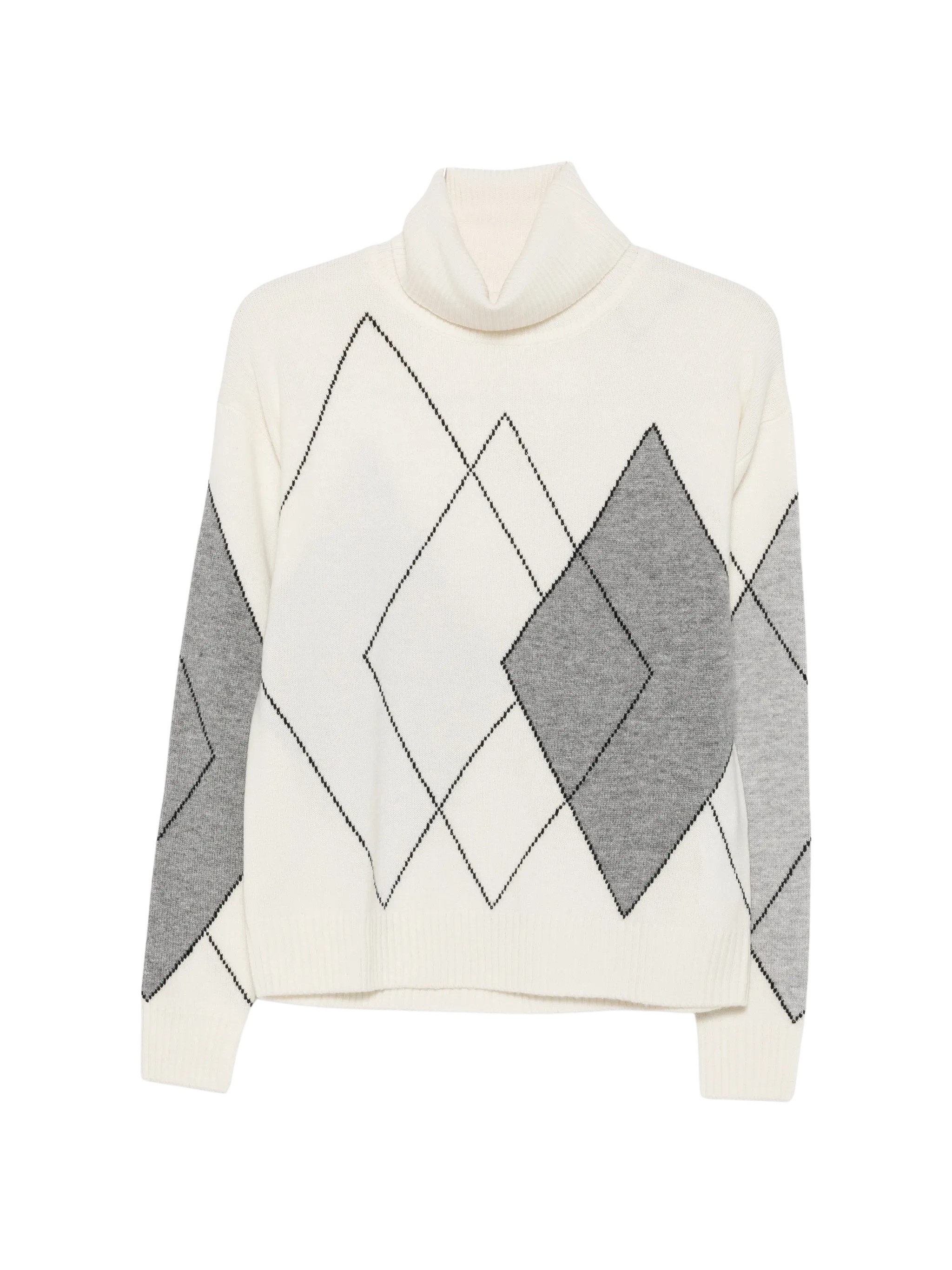 Argyle-Pattern Roll-Neck Sweater