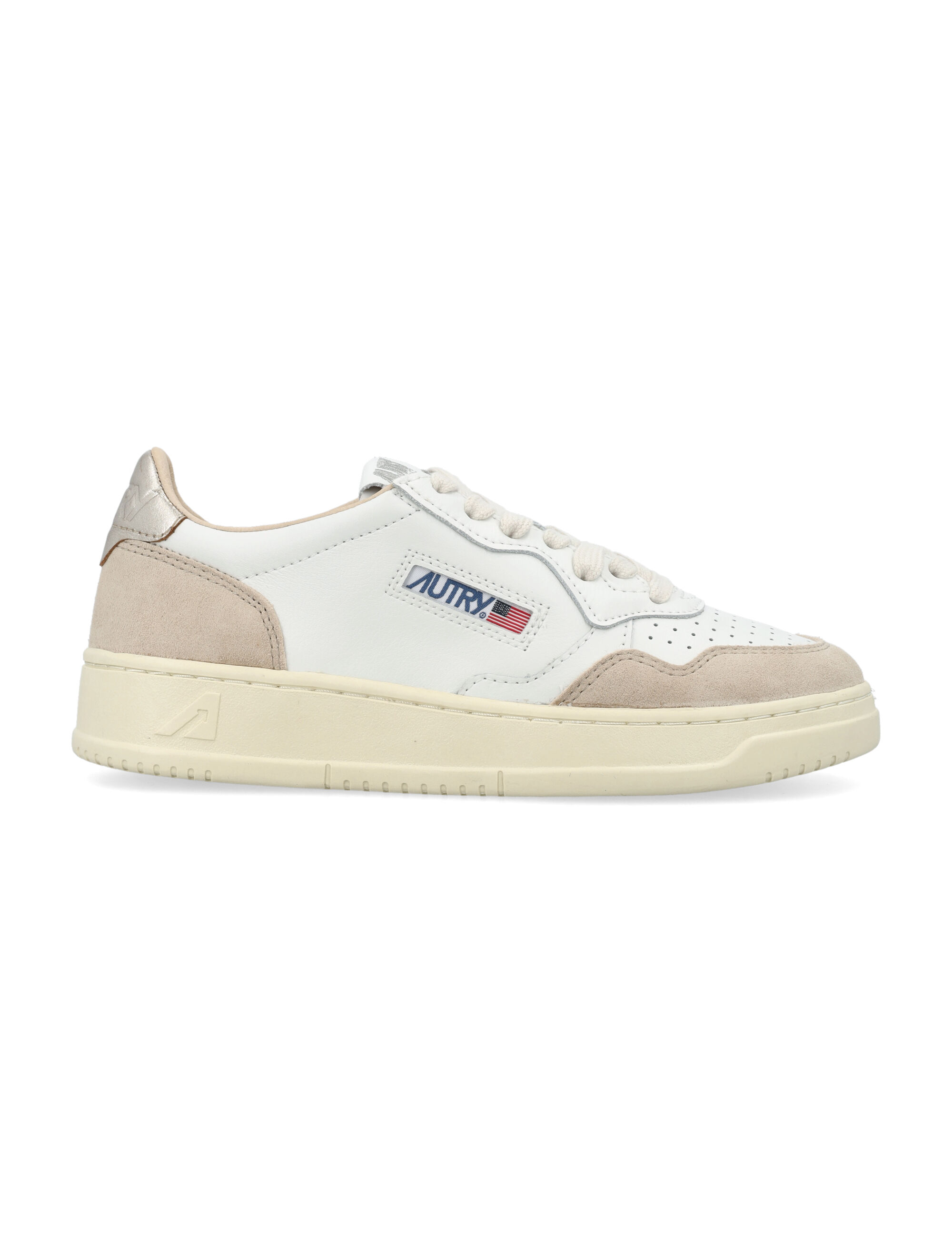 Medalist Leather And Suede Low Woman's Sneakers - White Gold