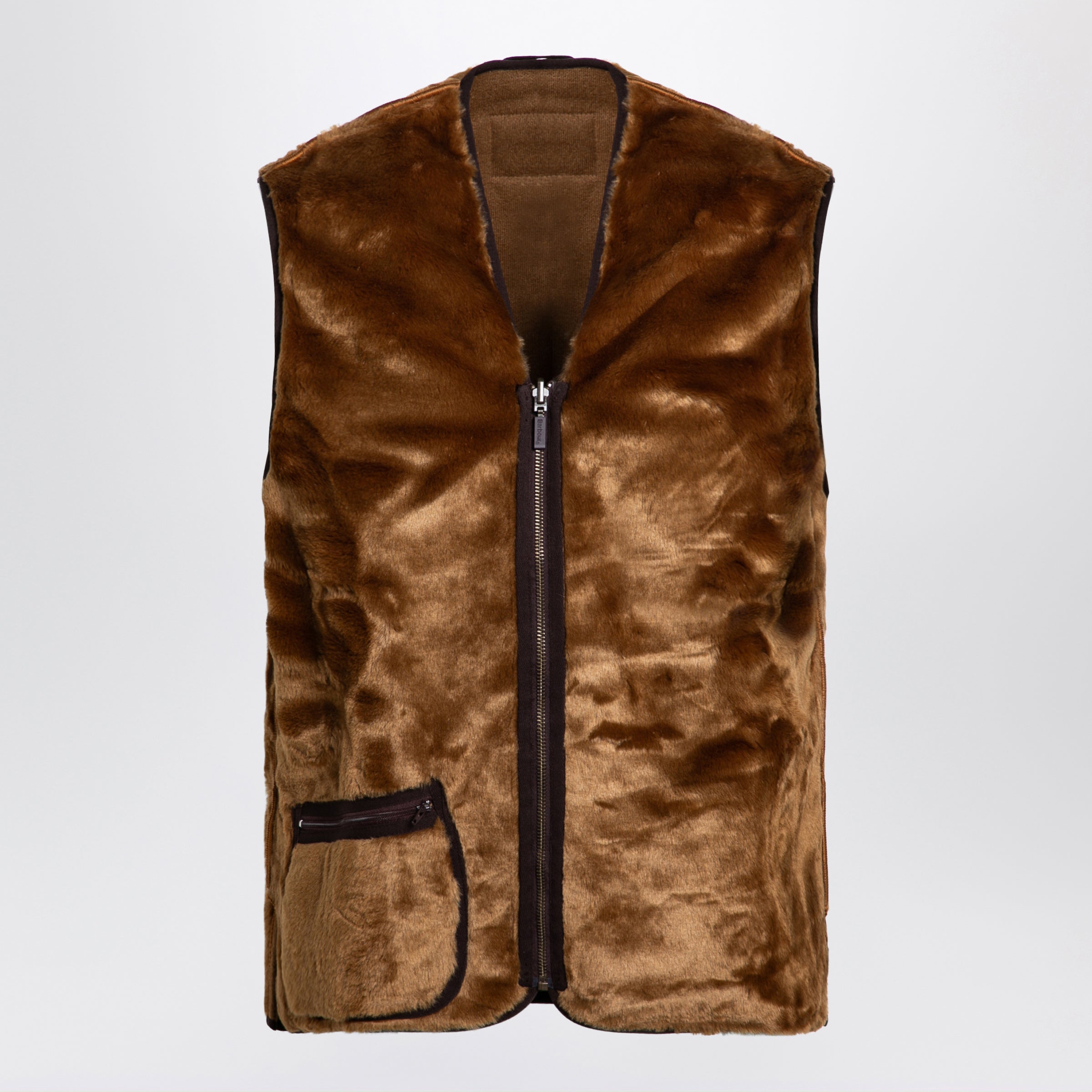 Brown Zip-Up Fleece Vest