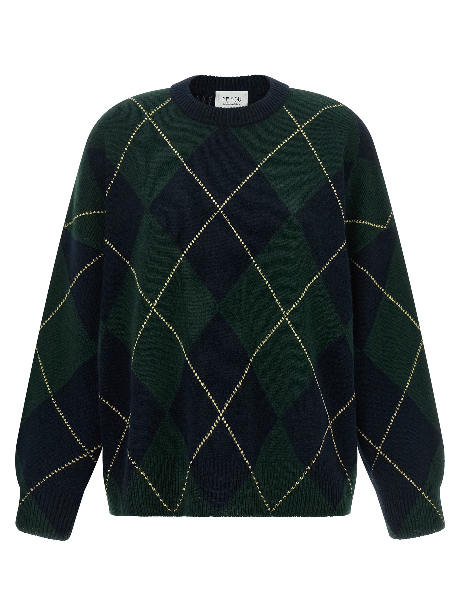 Beyou Be You Diamond-shaped Crew Neck Sweater In Multicolor