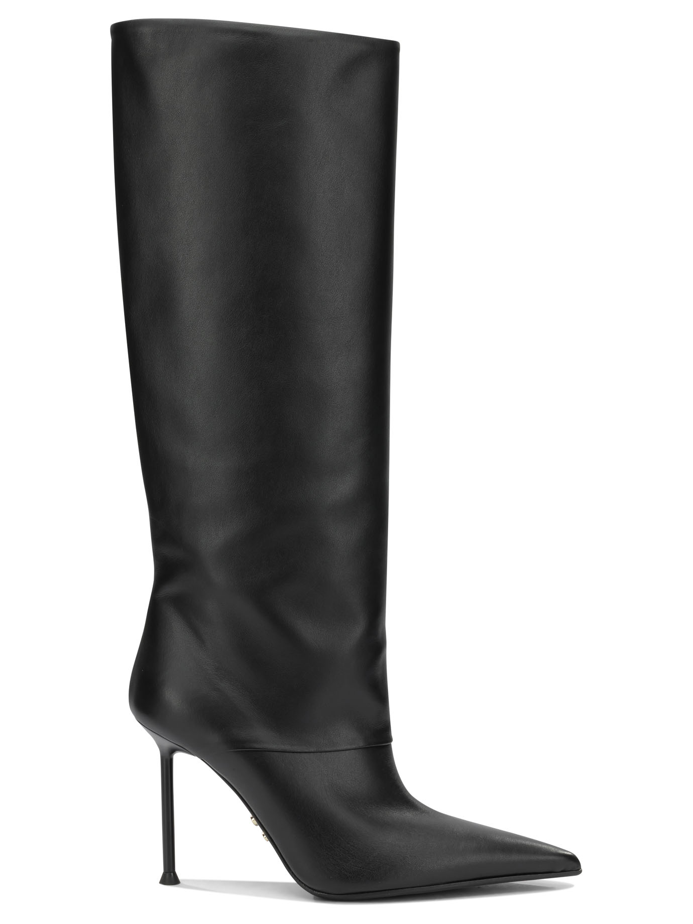 Sergio Levantesi Black Leather Rubber Knee-high Boots