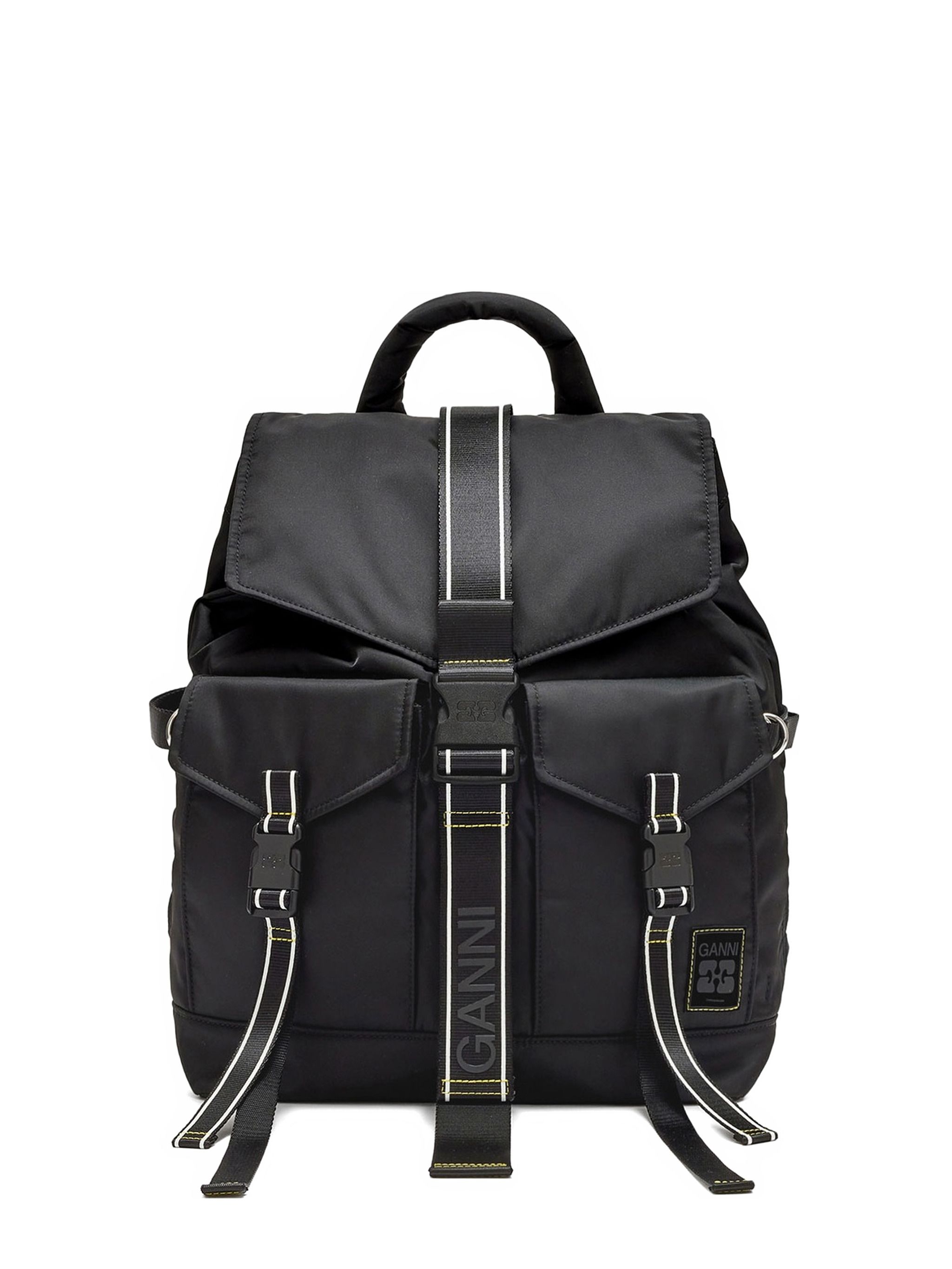 Black Polyamide Polyurethane Backpack