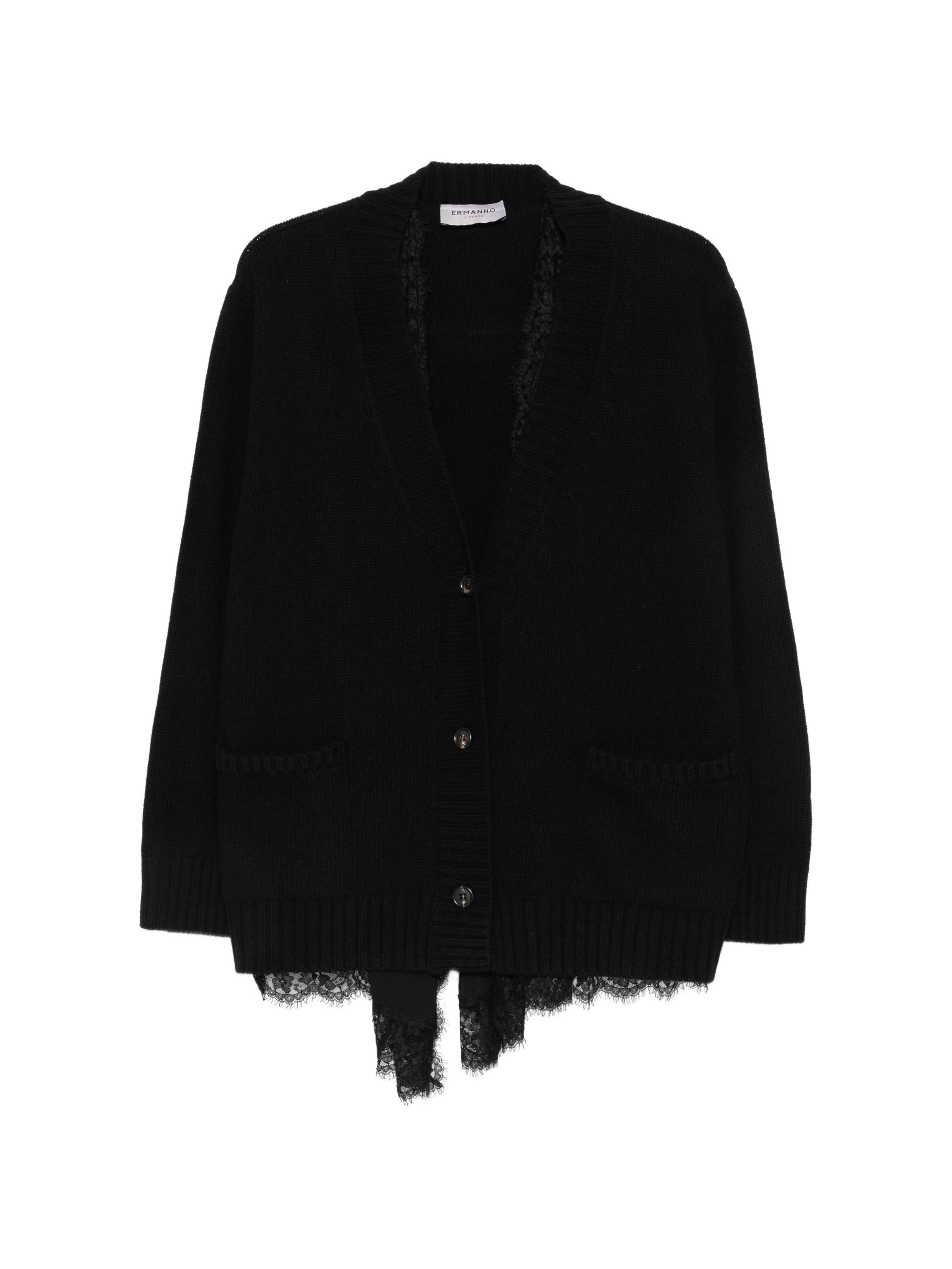 Ermanno Black Polyester Cardigan