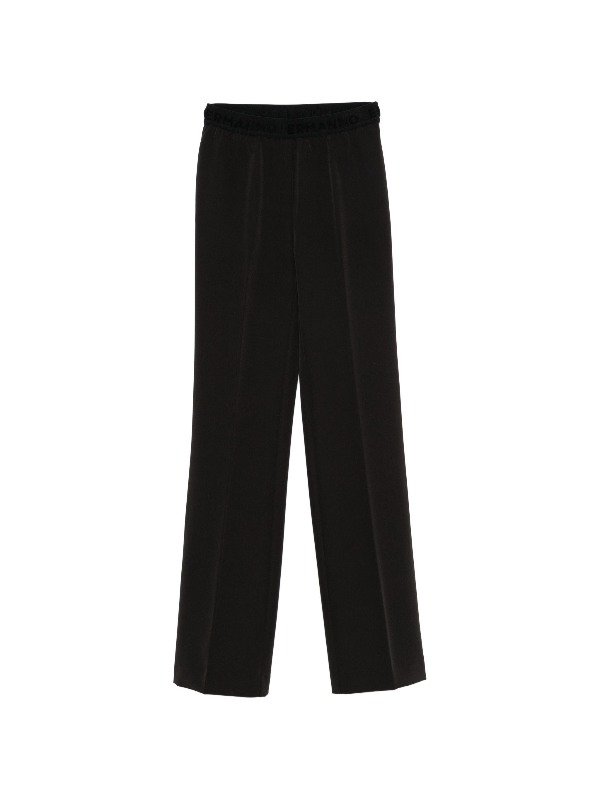 Ermanno Black Polyester Elastane Pants
