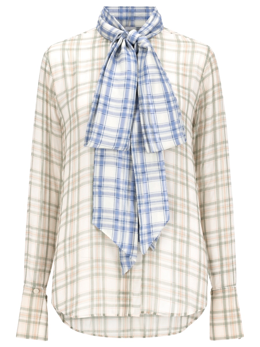 Acne Studios Blusa In Seta Con Fiocco In Multicolor