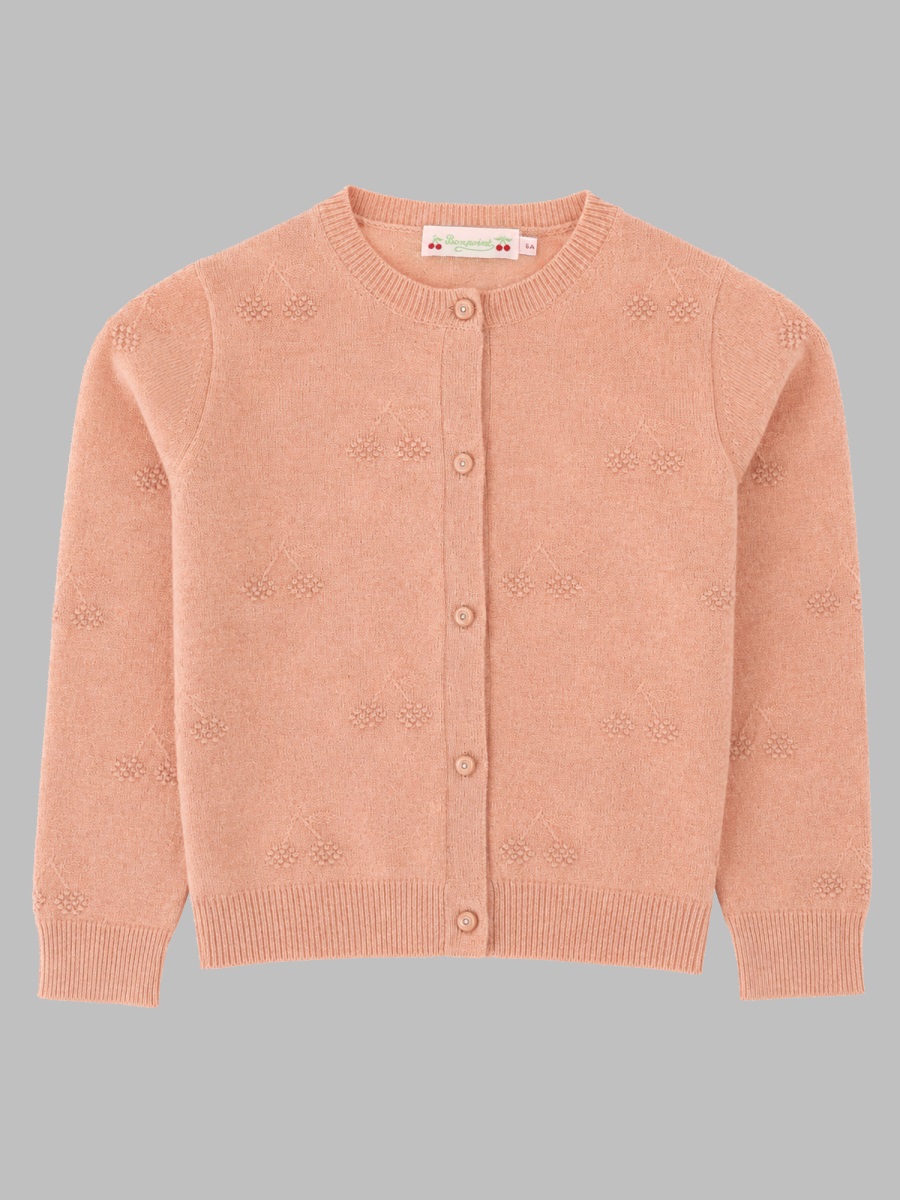Bonpoint Cardigan "manon" In Puro Cashmere In Pink