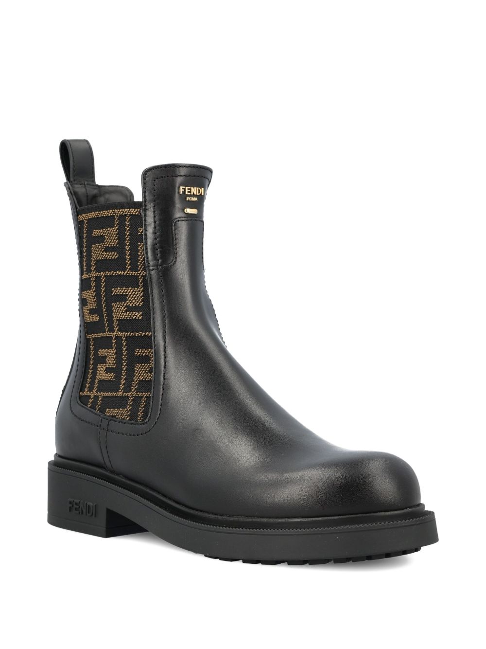 Fendi Leather Ankle Boots In Black