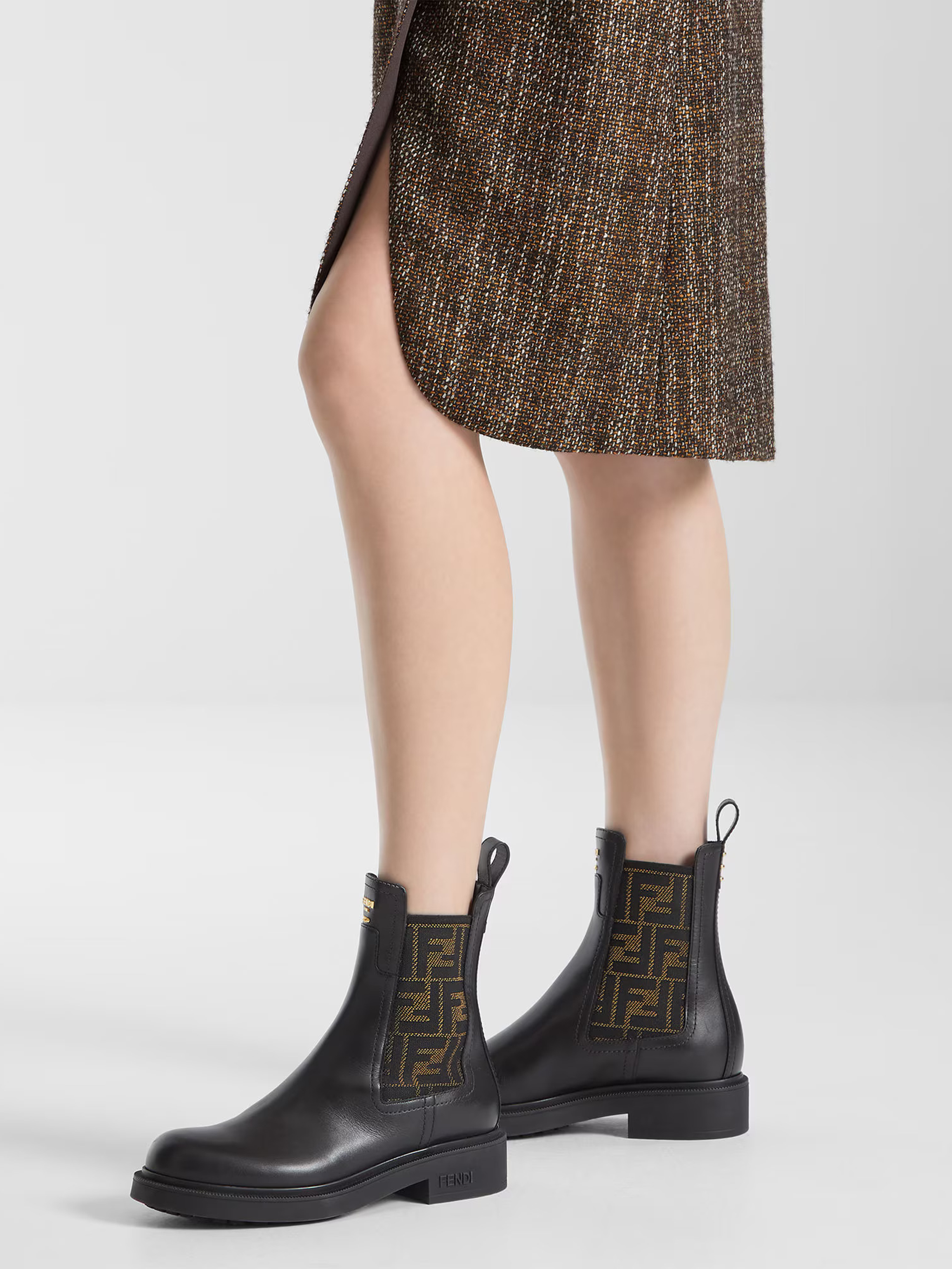 Fendi Leather Ankle Boots In Black