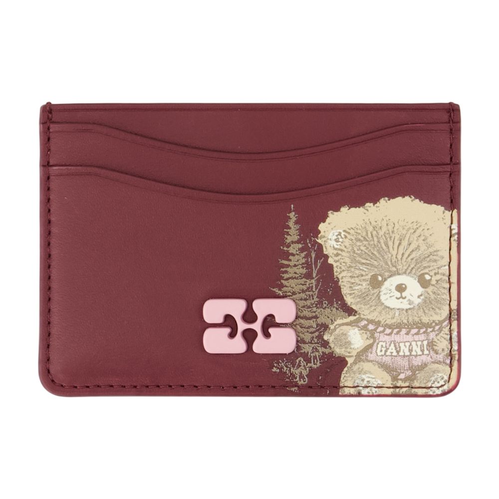 Ganni Bou Card Holder -  - Synthetic - Burgundy