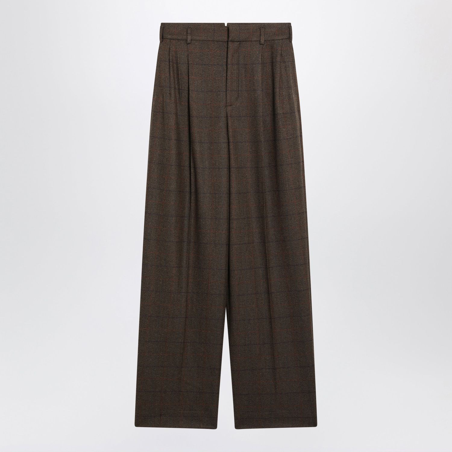 Brown Checkpattern Trousers In Wool And Cashmere