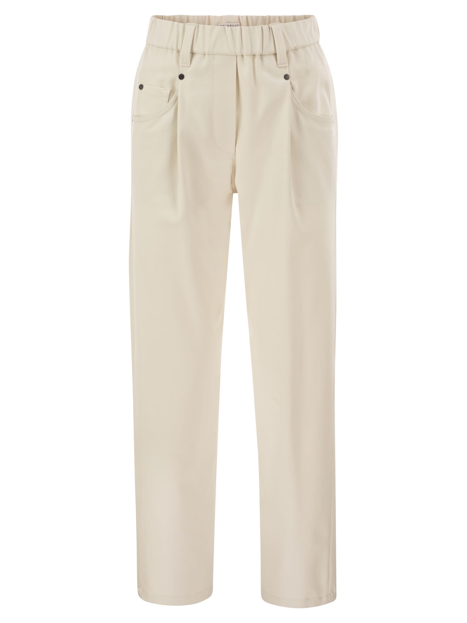 Baggy Trousers In Stretch Cotton Cover-Up With Shiny Bartack