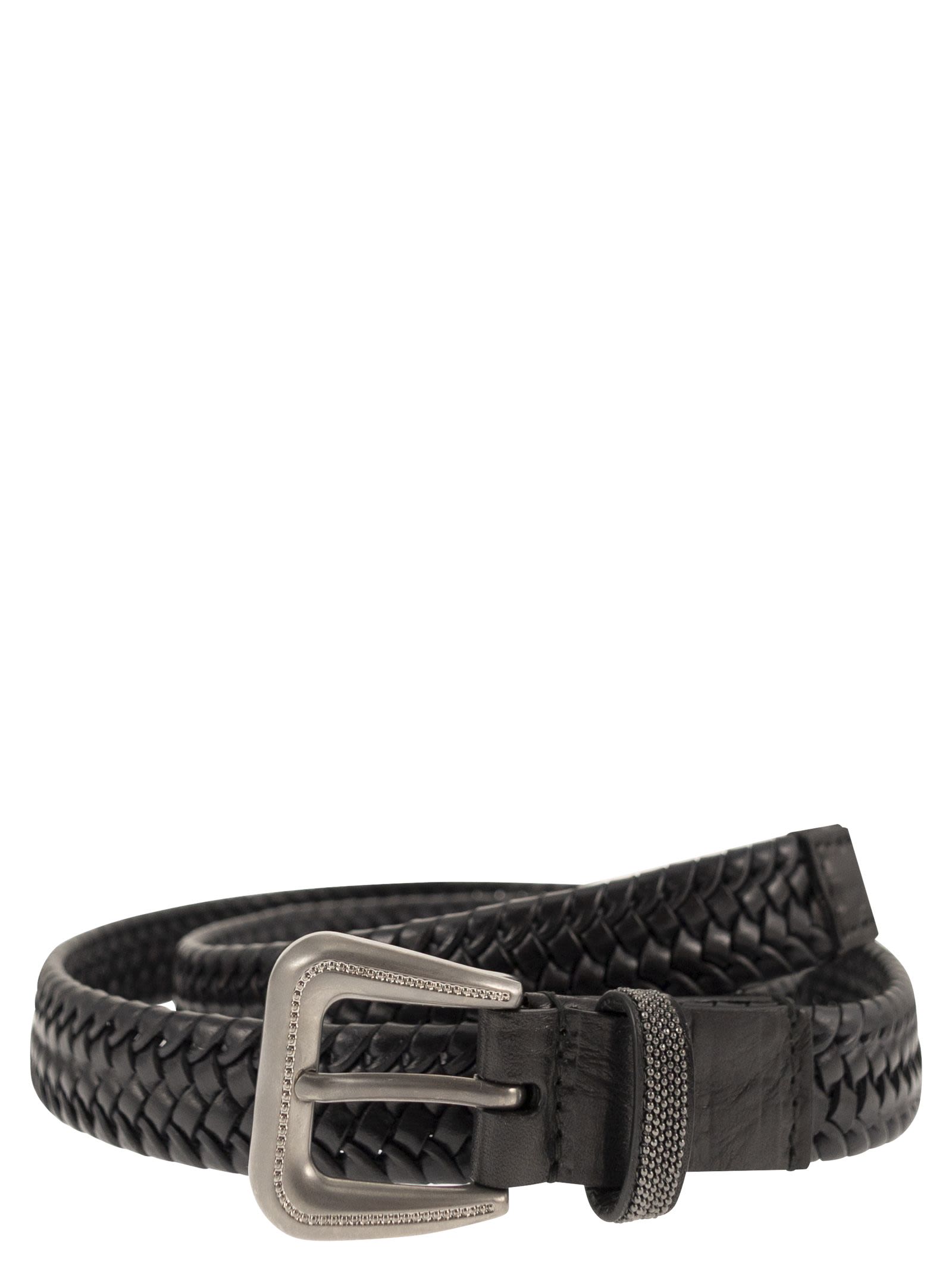 Braided Stretch Leather Belt With Eco Finish Brass Buckle