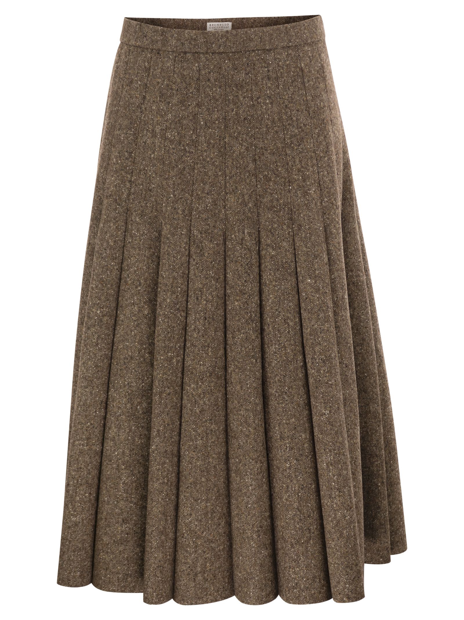 Pleated Wool Midi Skirt