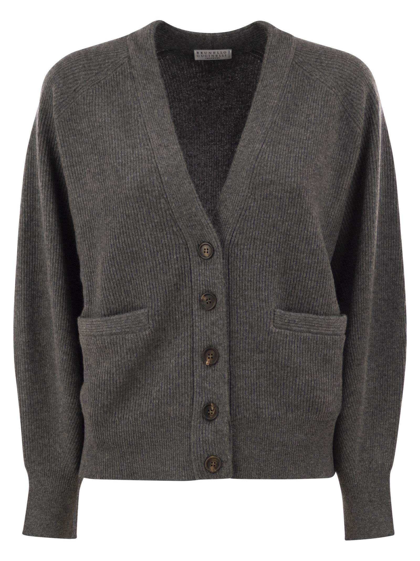 Ribbed Cashmere V-Neck Cardigan