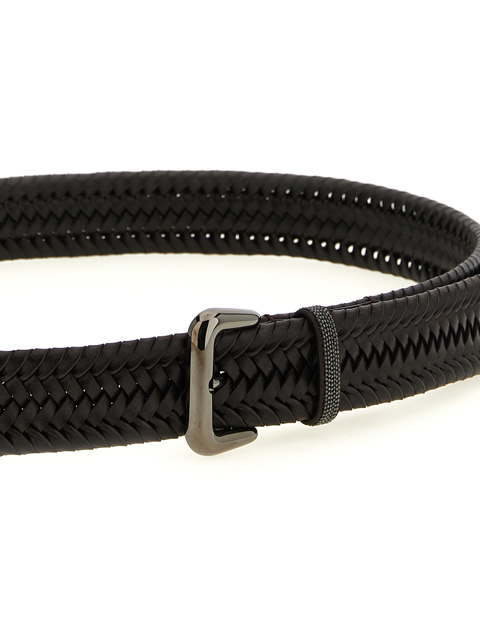 Brunello Cucinelli 'shiny Loop' Belt In Brown
