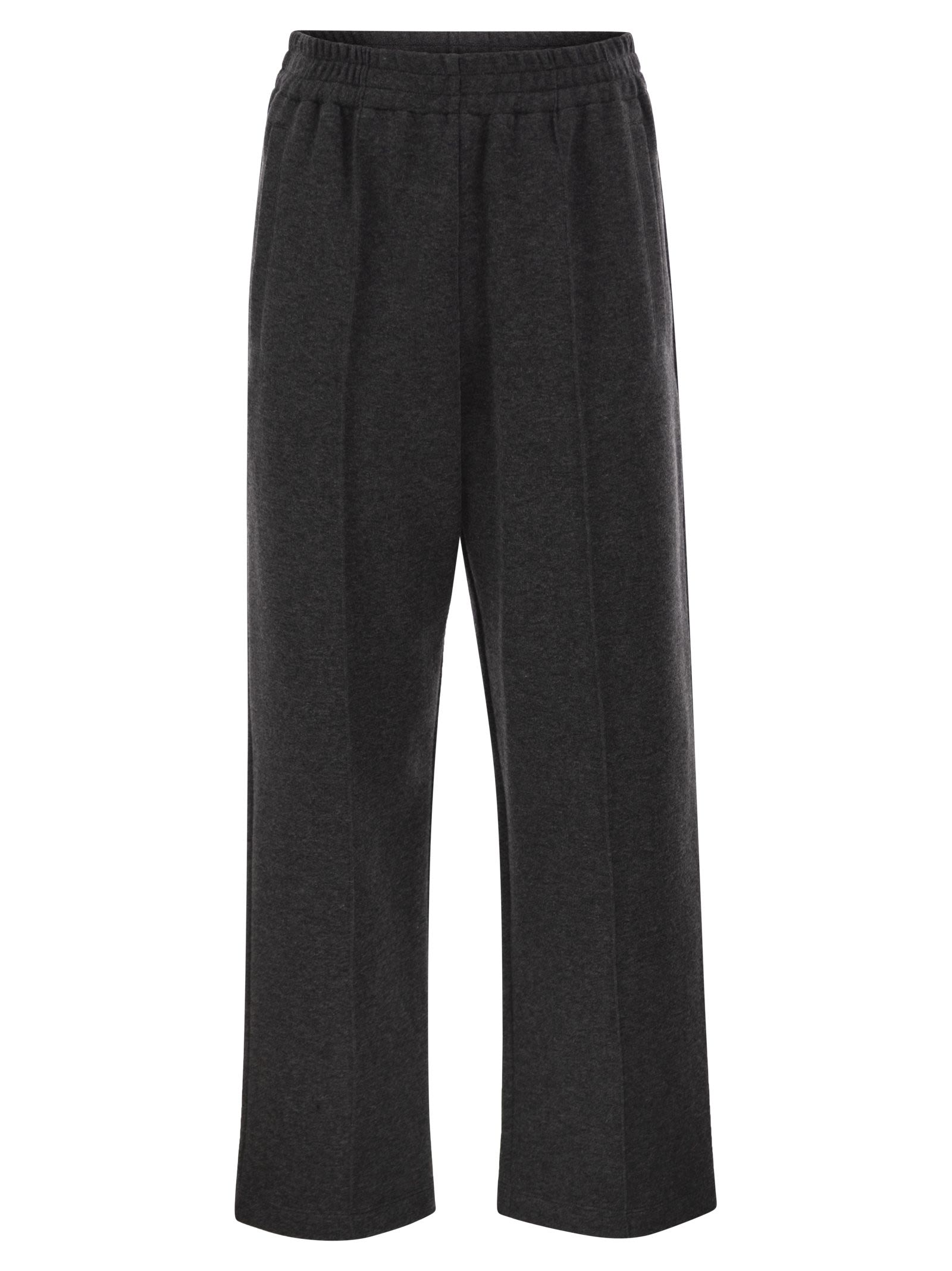 Wide-Leg Cotton And Cashmere Jersey Trousers