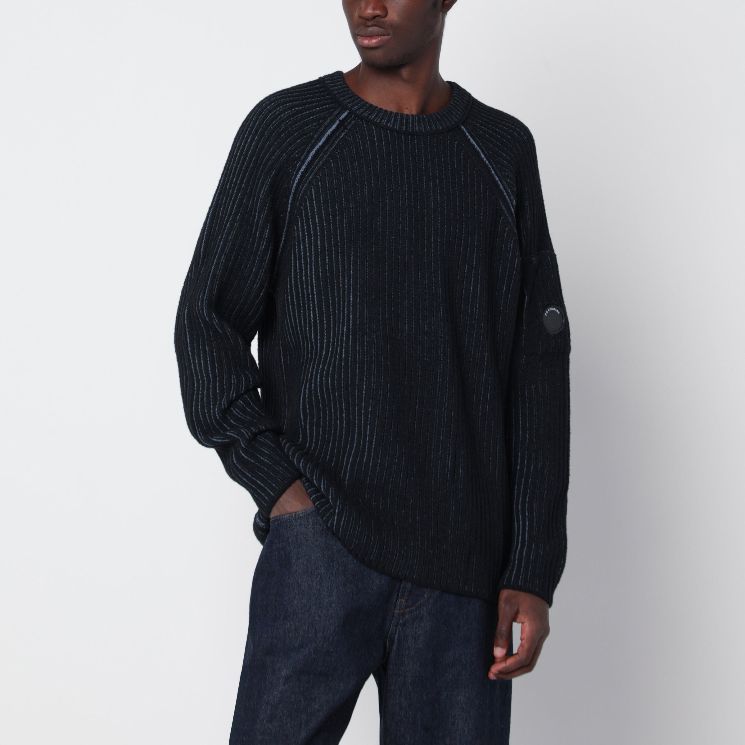 Blue Ribbed Cotton Sweater