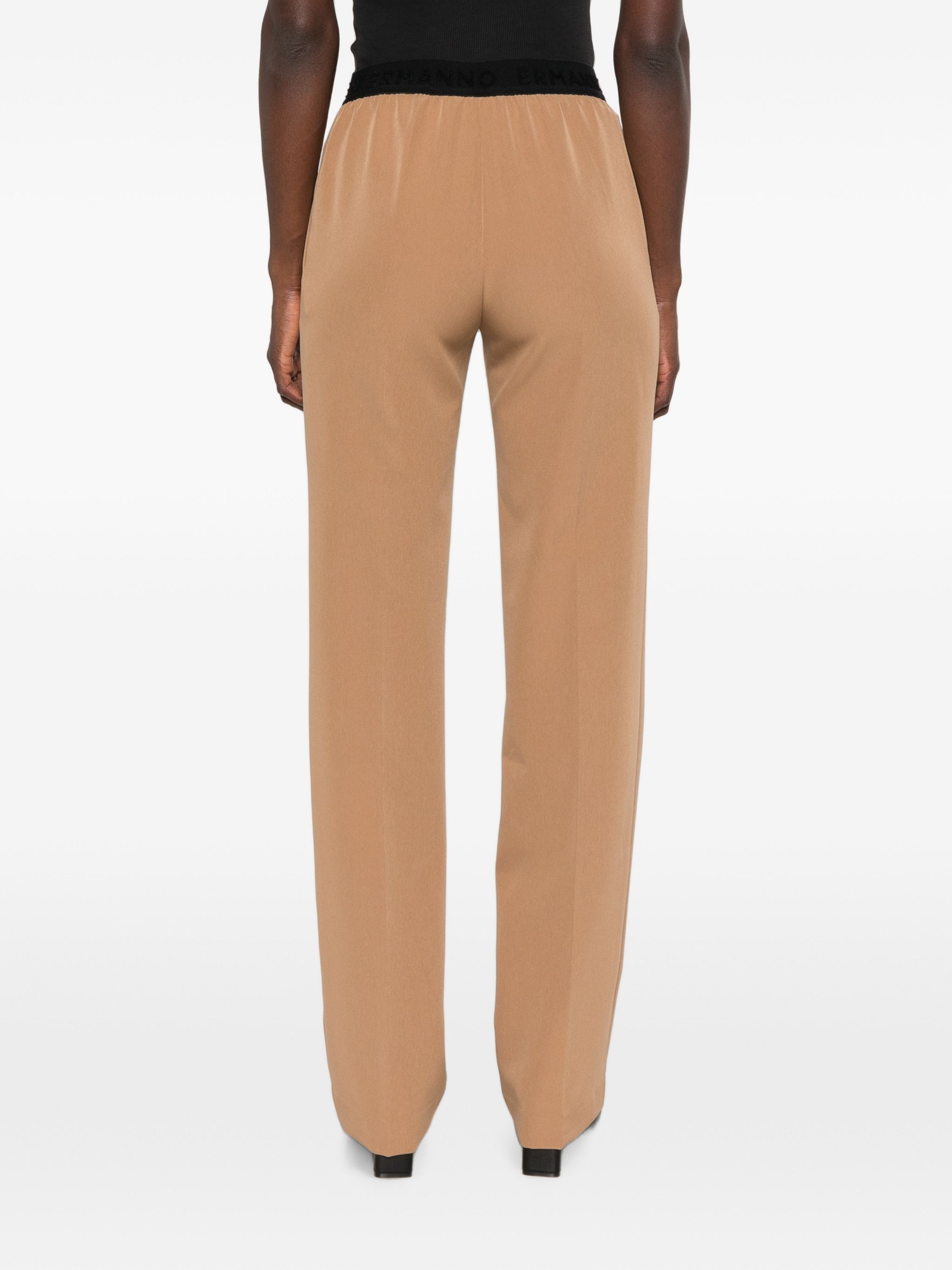 Ermanno Camel Polyester Elastane Pants In Camel