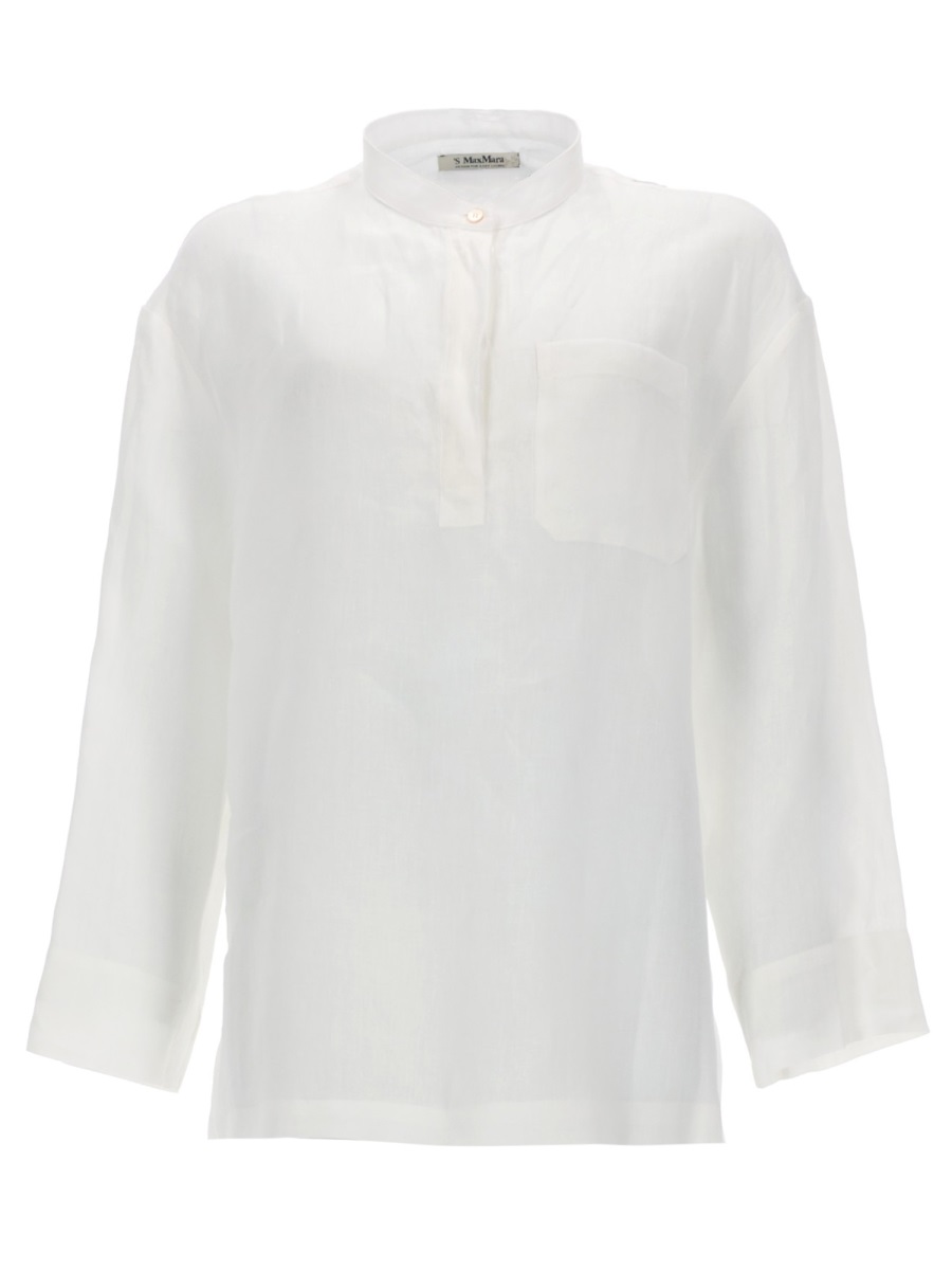S Max Mara Camicia In Puro Lino In White