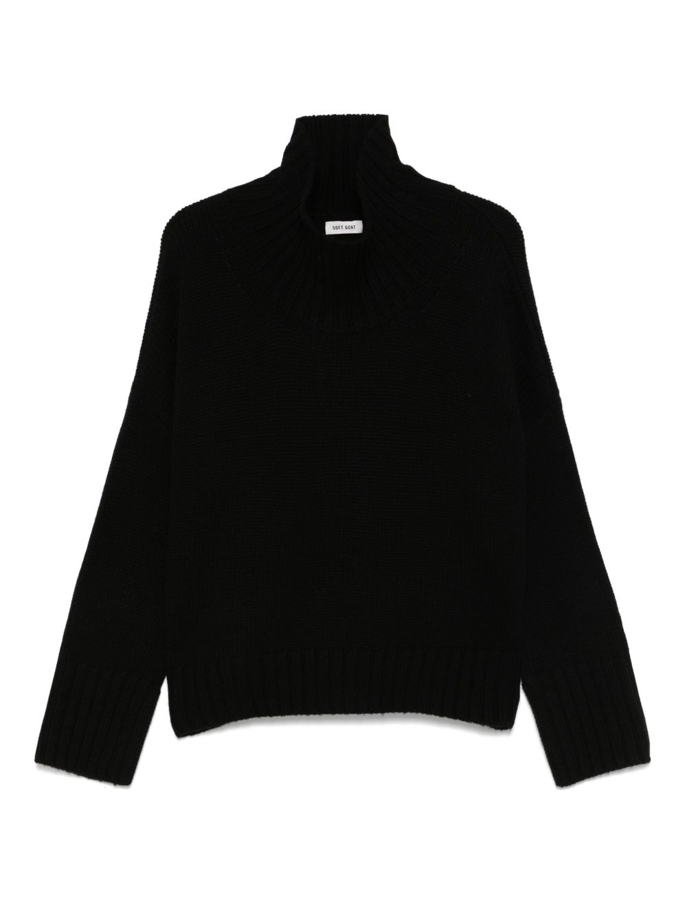 Soft Goat Cashmere Turtle-neck Sweater In Black