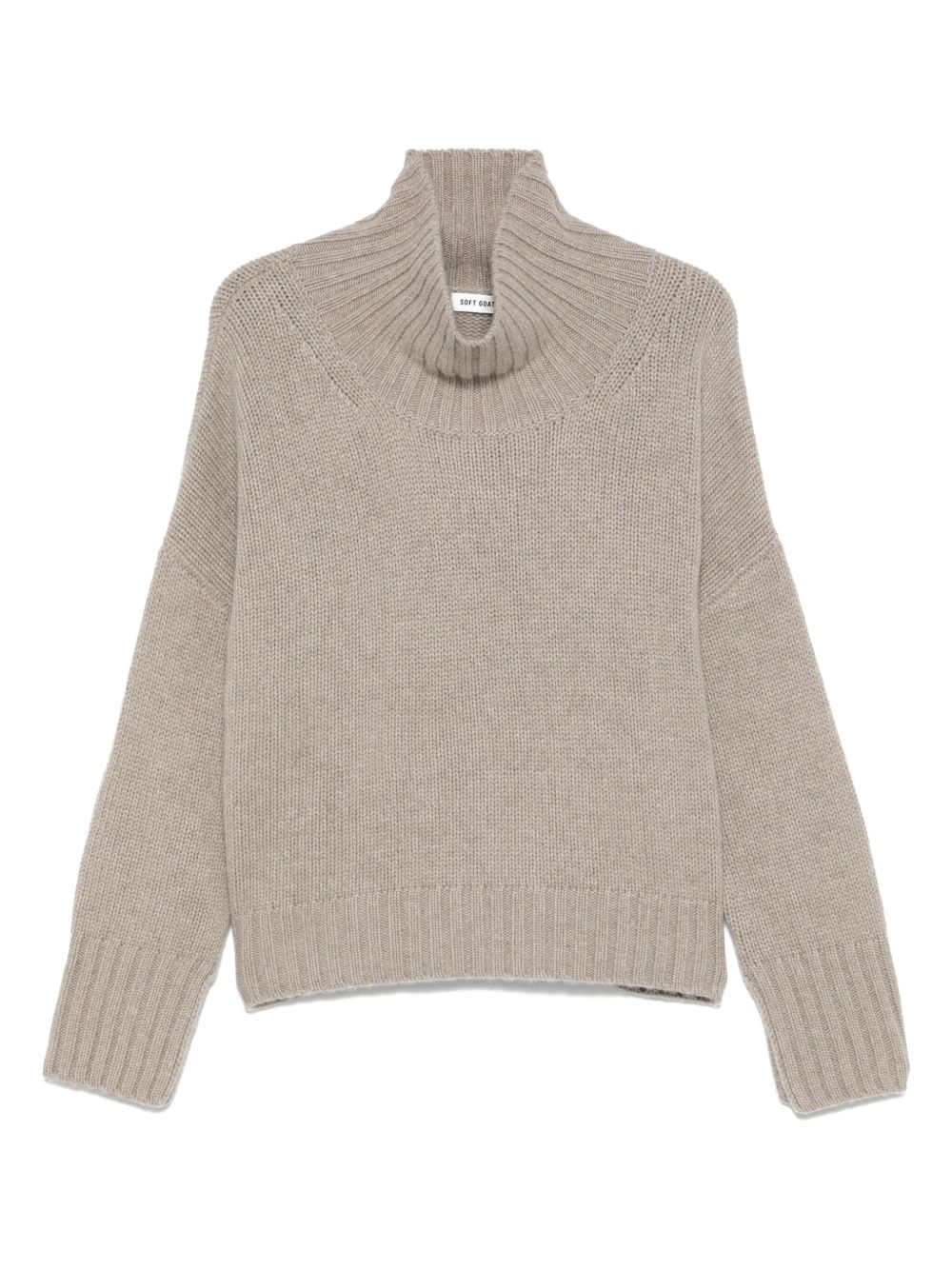 Soft Goat Cashmere Turtle-neck Sweater In Beige