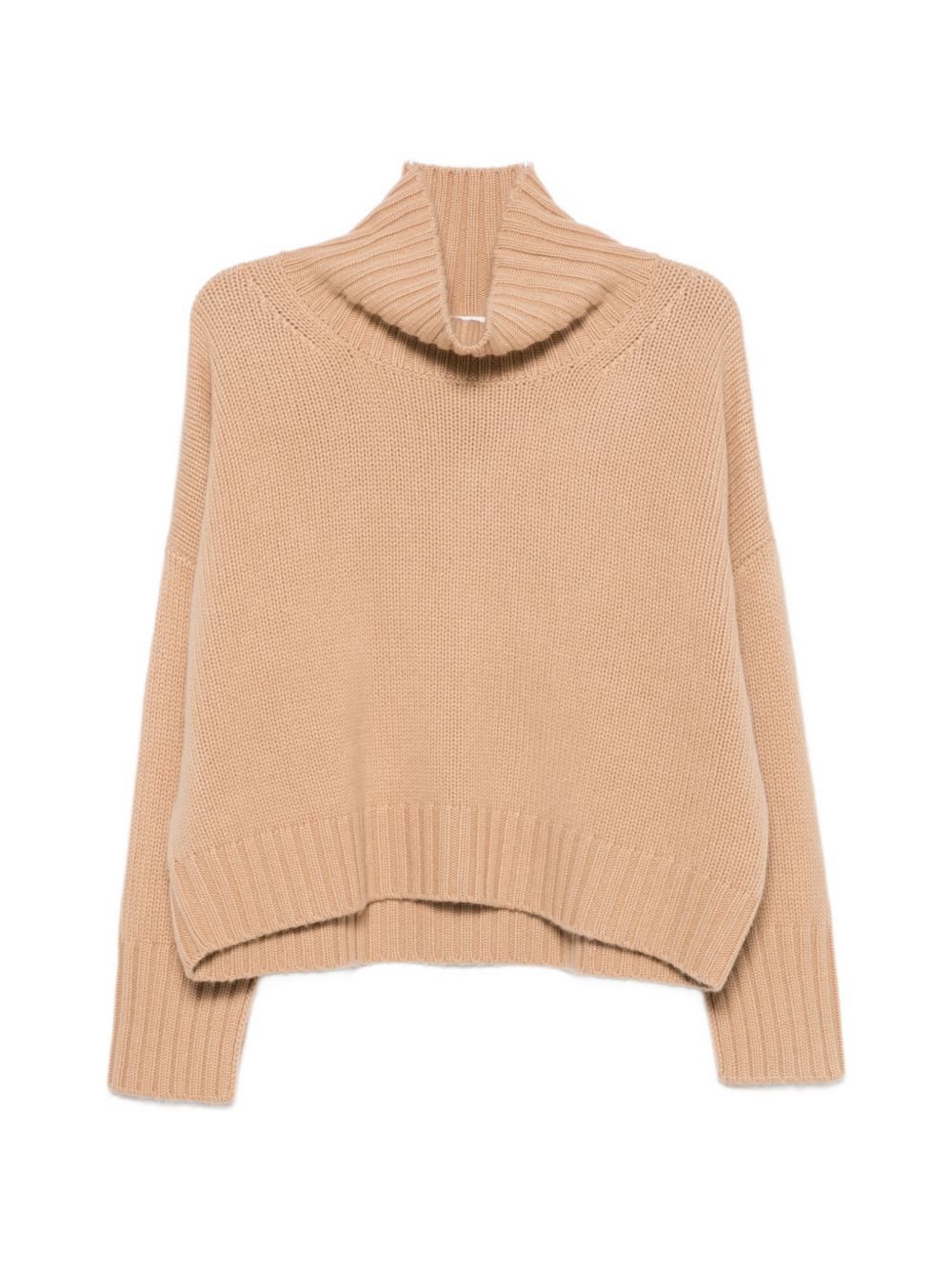 Soft Goat Cashmere Turtle-neck Sweater In Beige
