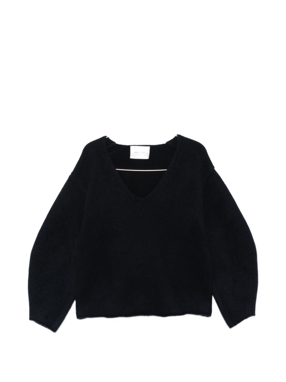 Soft Goat Cashmere V-necked Sweater In Navy