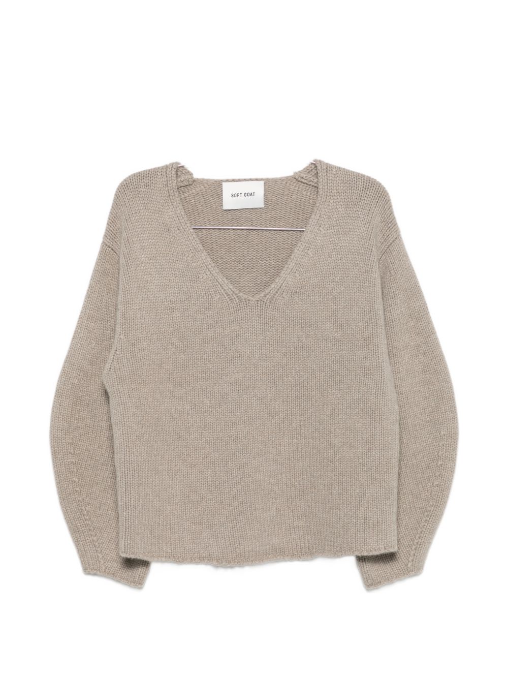 Soft Goat Cashmere V-necked Sweater In Beige