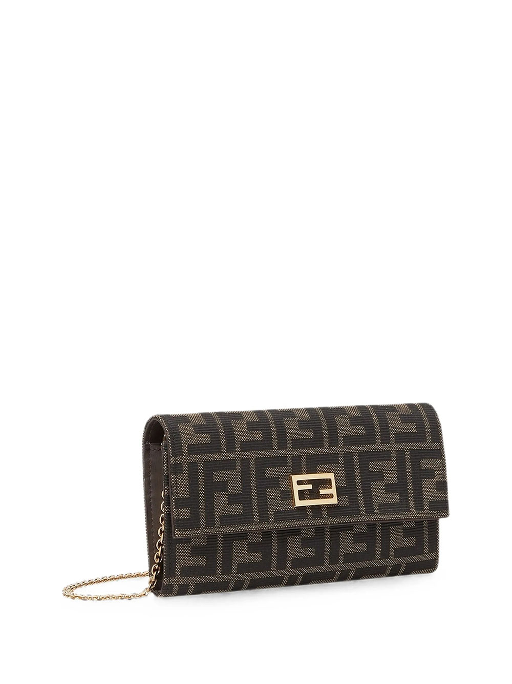 Fendi Chain Cont Wallet Ff Jacq In Tabacomoro