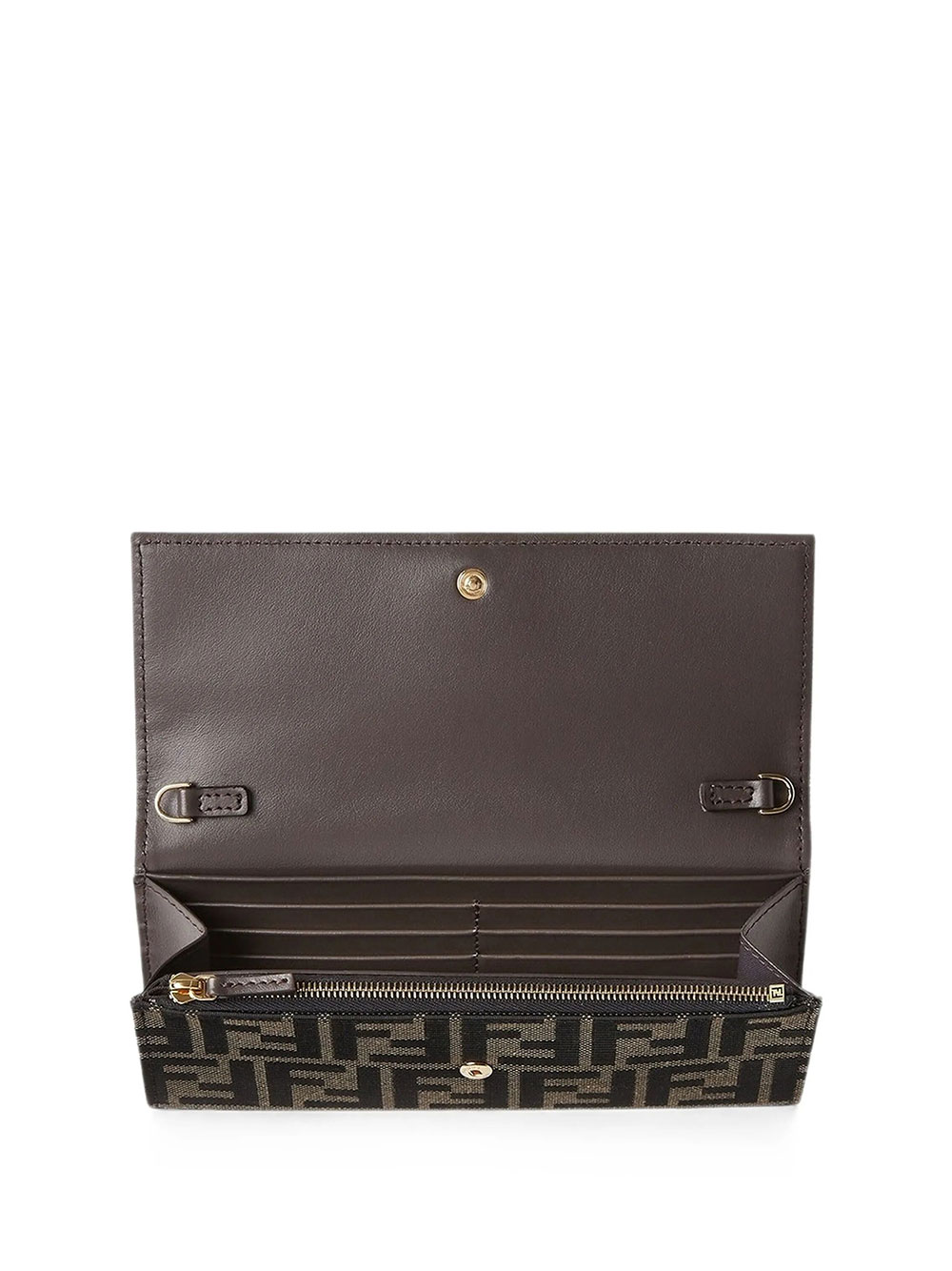 Fendi Chain Cont Wallet Ff Jacq In Tabacomoro
