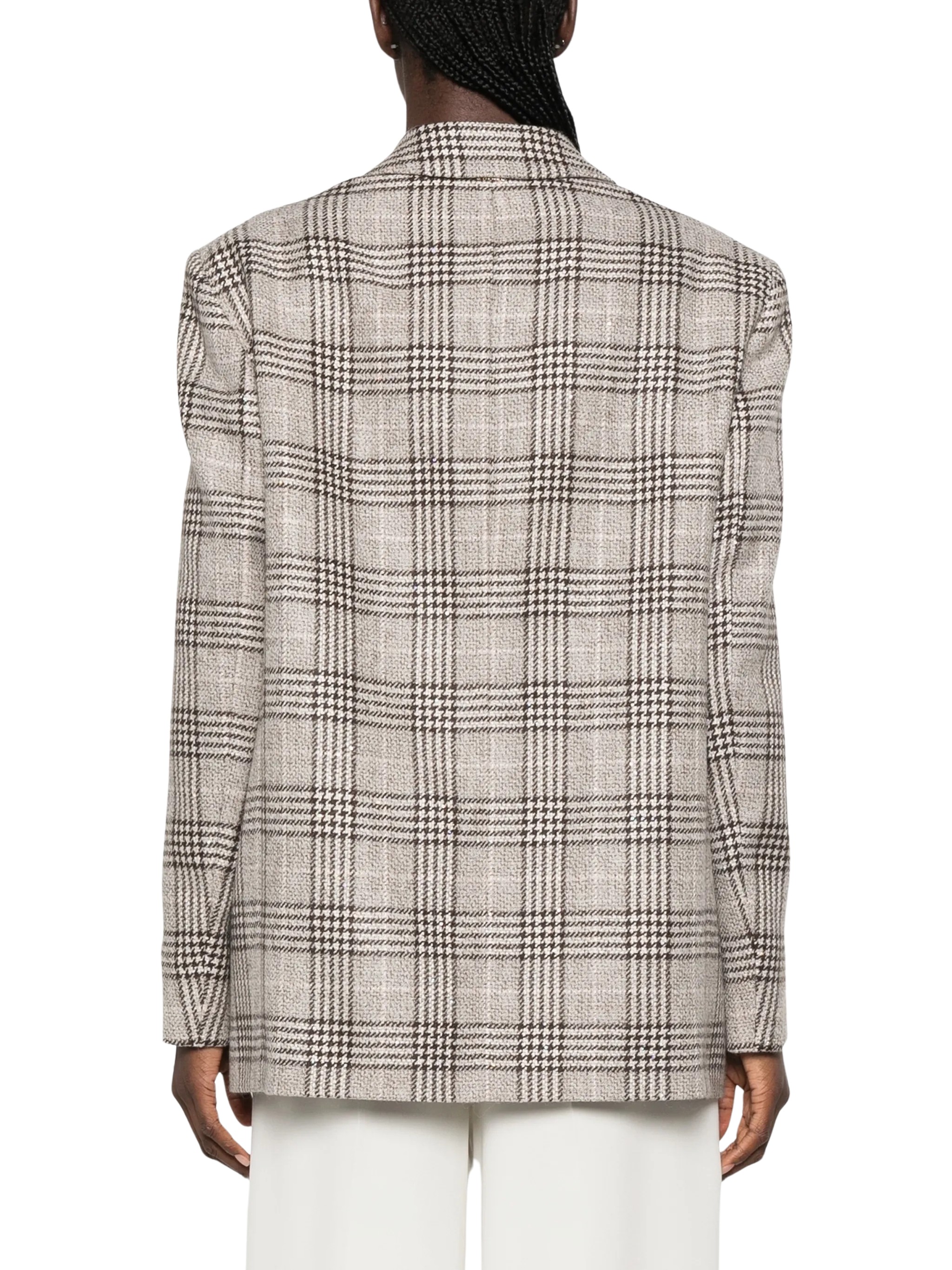Twinset Twin-set Check-pattern Notched-lapels Jacket In Neutral